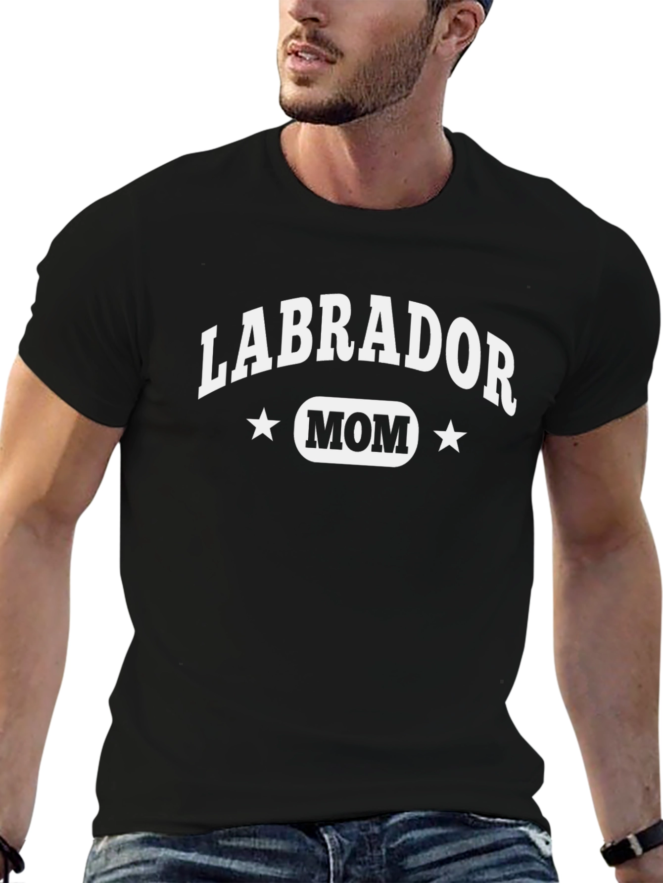 Labrador Mom Graphic Tee - Black Cotton T-Shirt