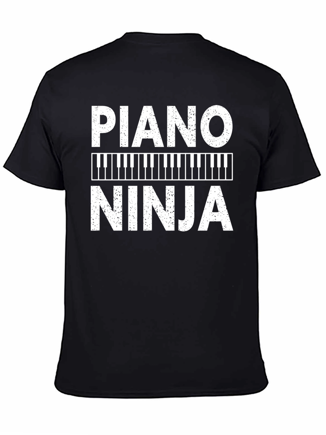 Piano Ninja Graphic Tee - Black Cotton T-Shirt