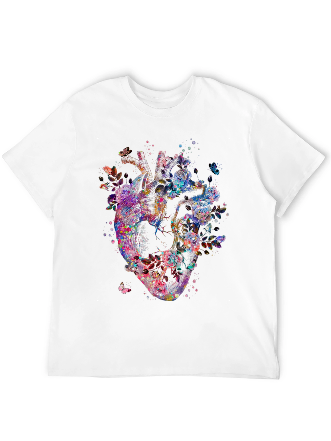 Floral Heart Graphic Print Black T-Shirt