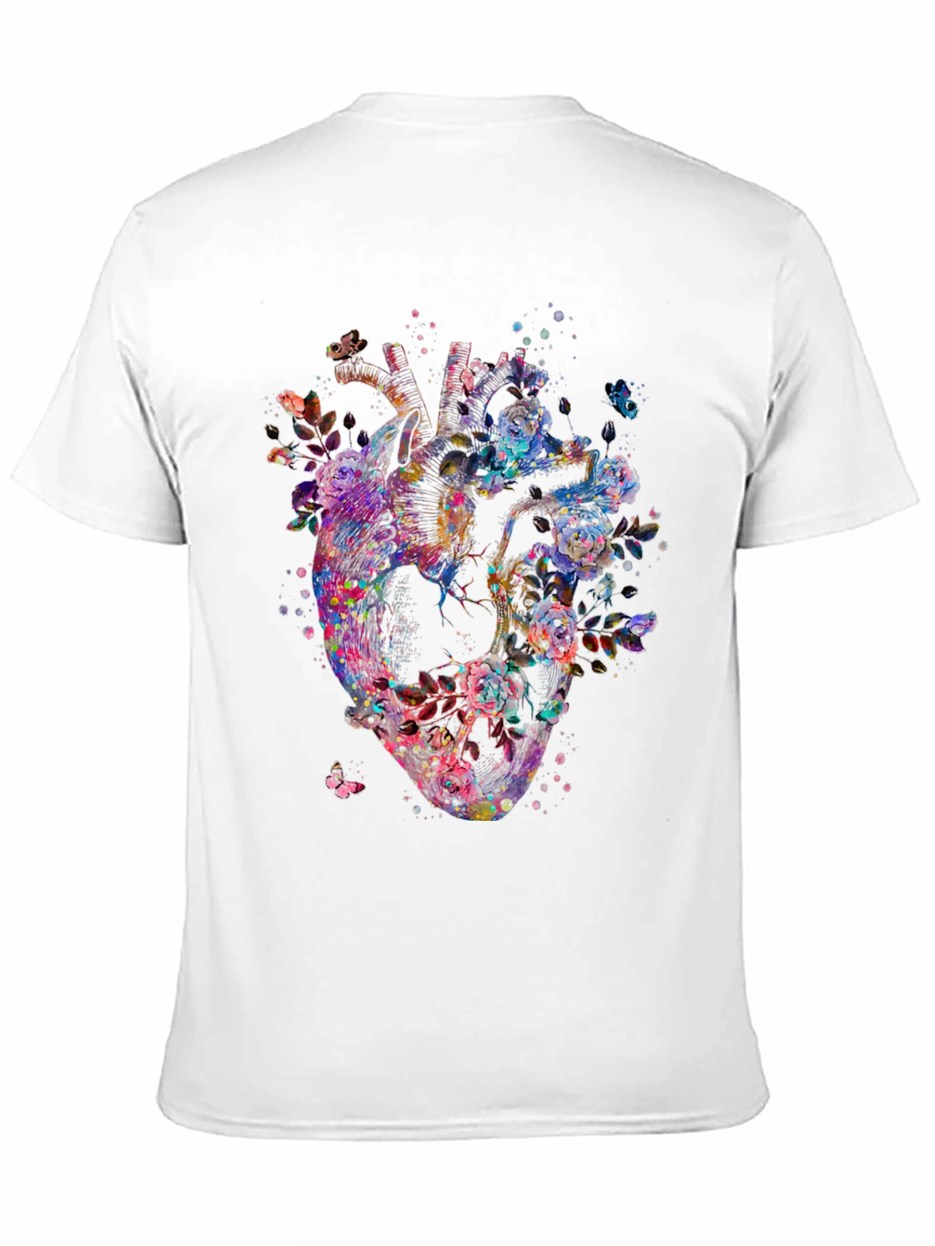 Floral Heart Graphic Print Black T-Shirt