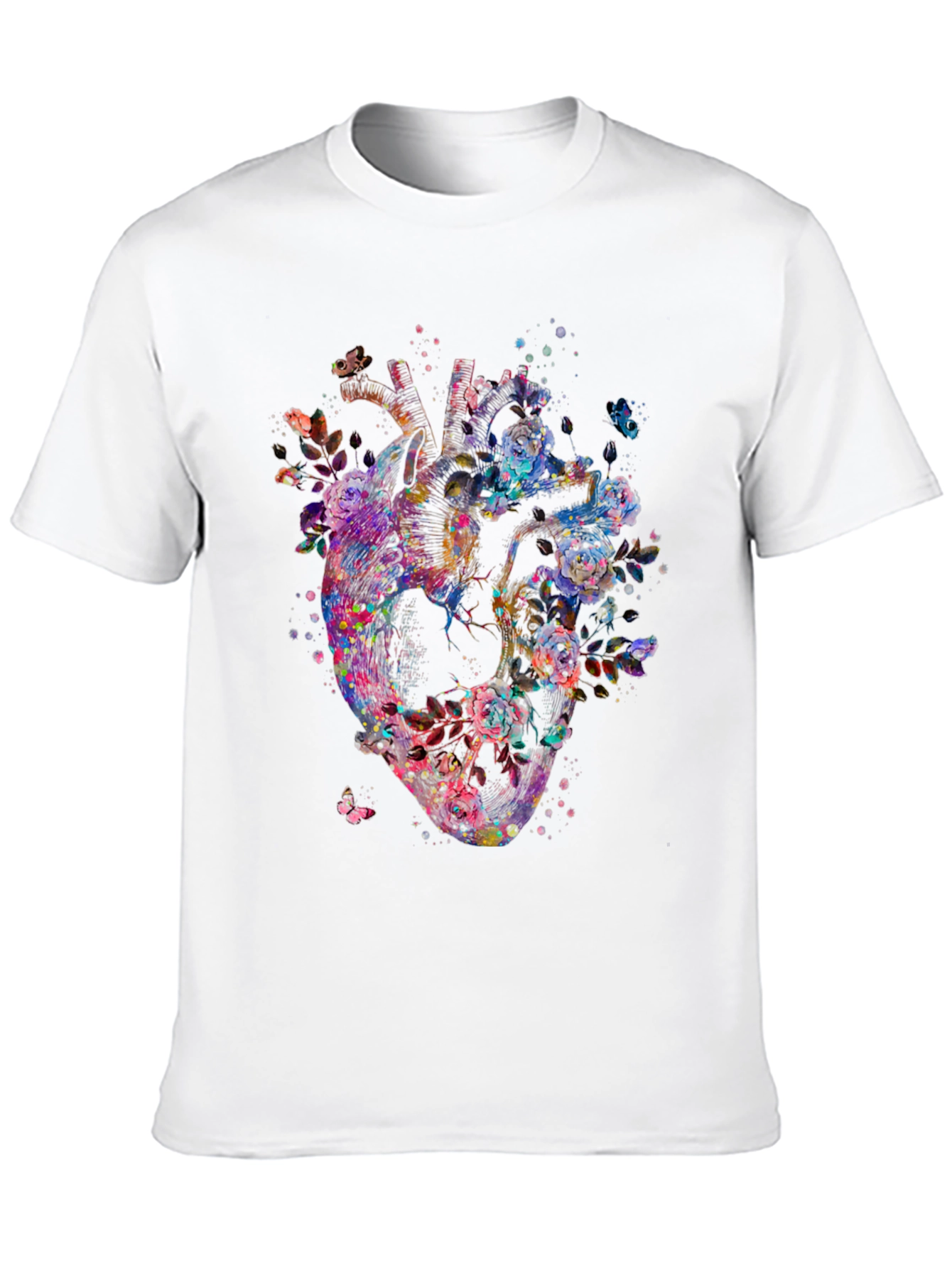 Floral Heart Graphic Print Black T-Shirt