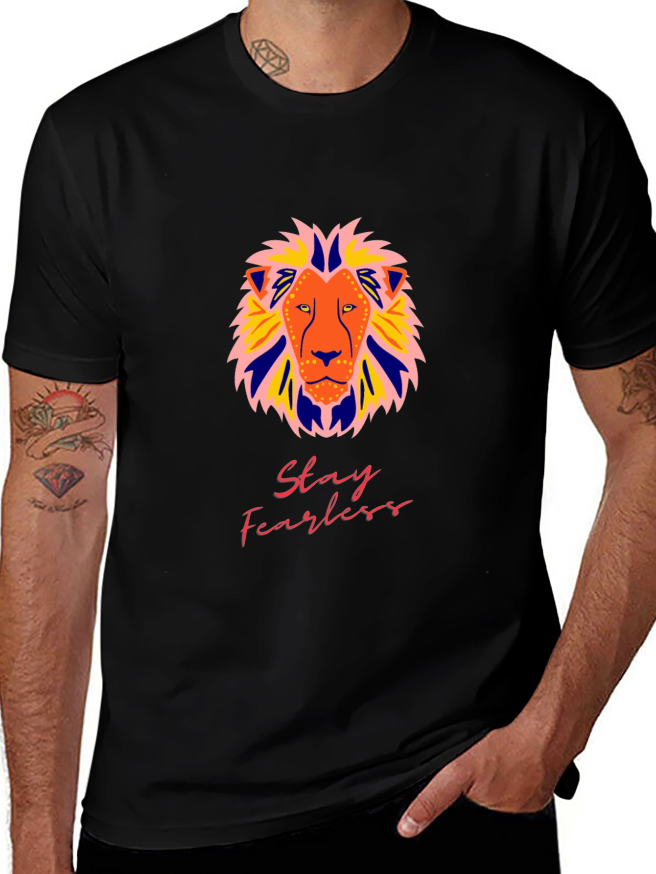 Stay Fearless Lion Graphic Tee - Bold Style