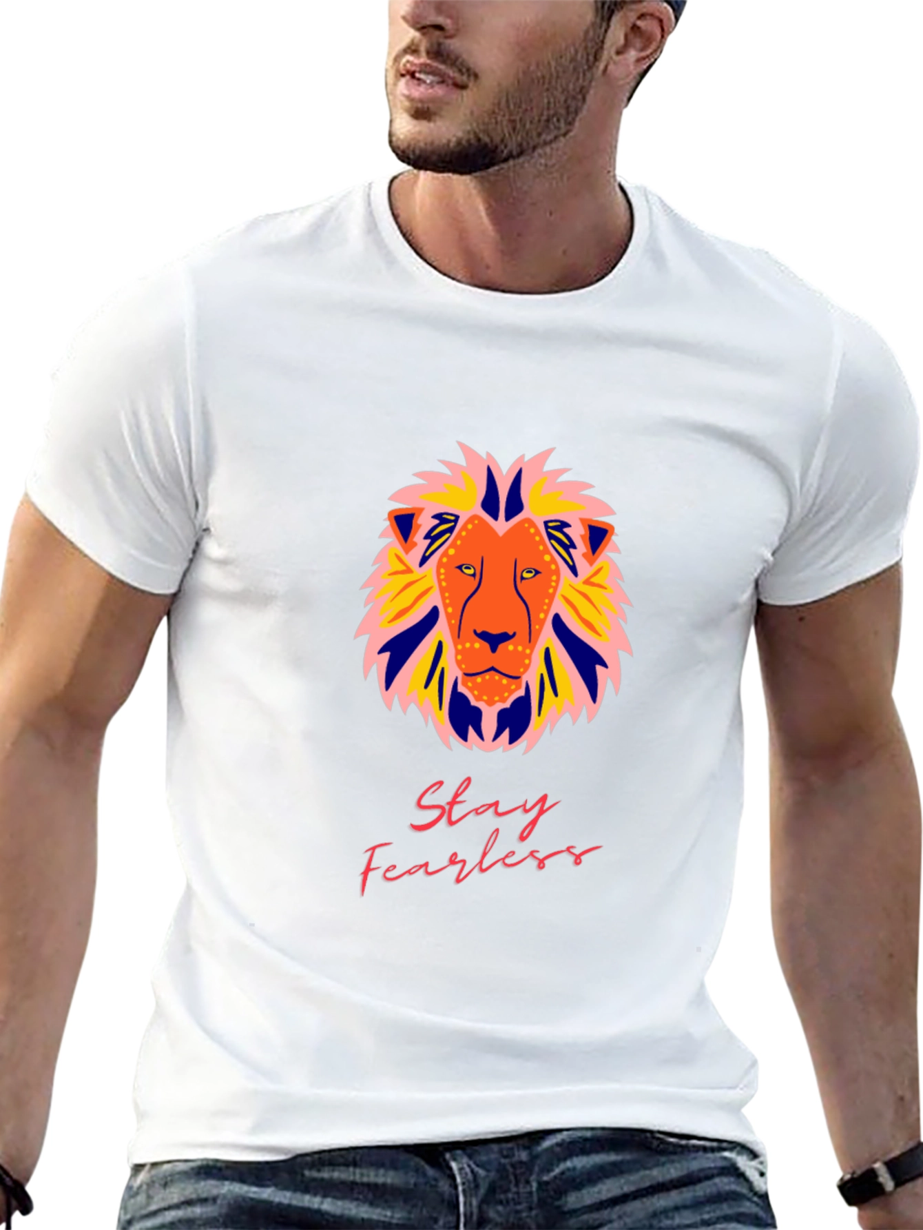 Stay Fearless Lion Graphic Tee - Bold Style
