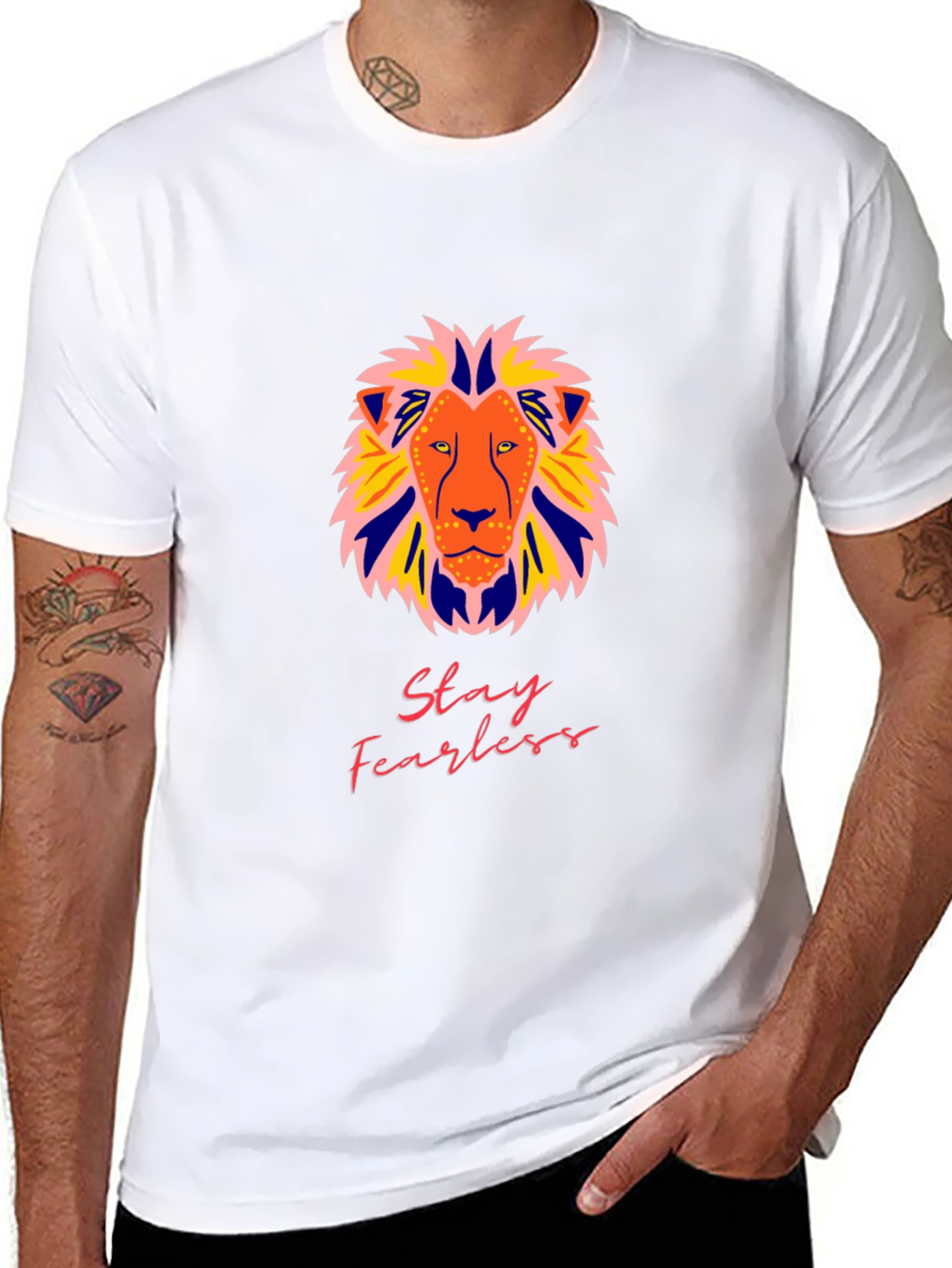 Stay Fearless Lion Graphic Tee - Bold Style