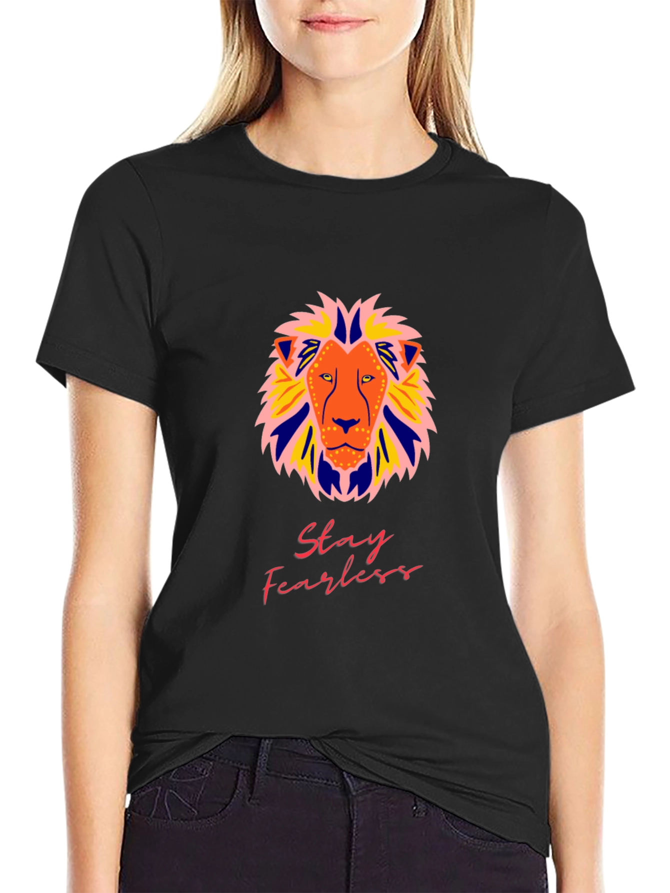 Stay Fearless Lion Graphic Tee - Bold Style