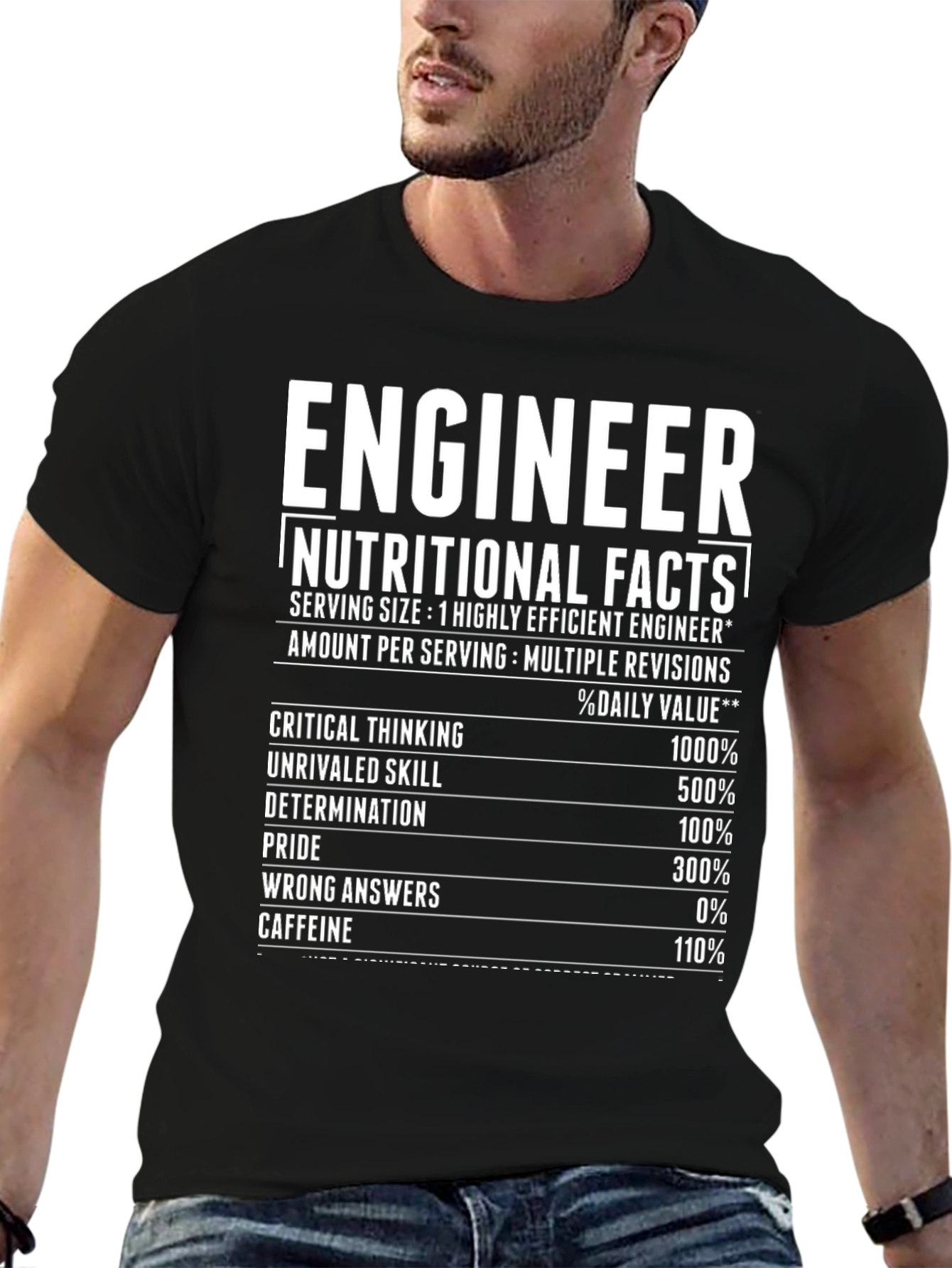 Engineer Nutritional Facts Black T-Shirt