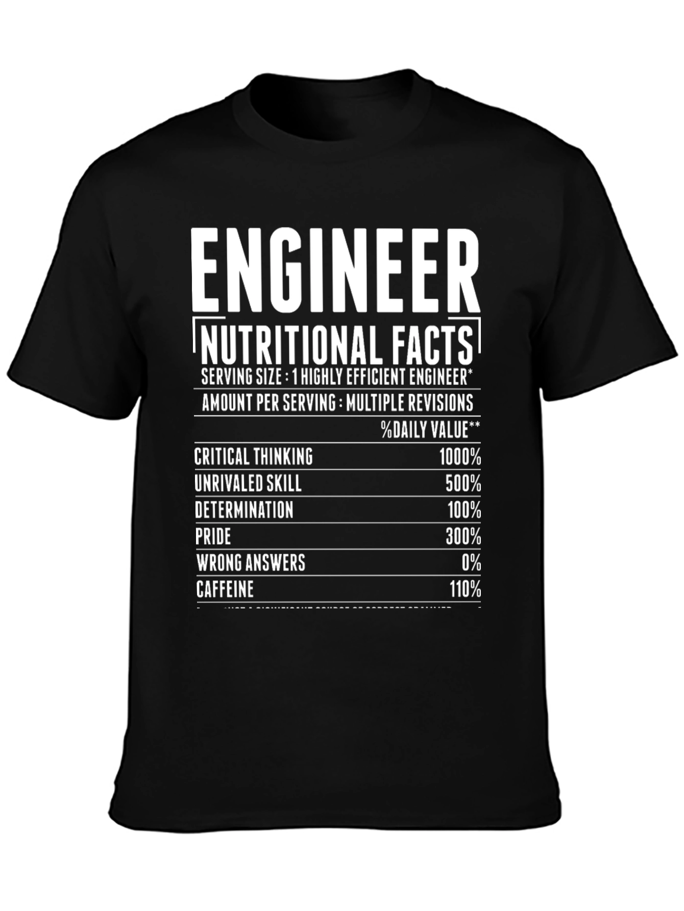 Engineer Nutritional Facts Black T-Shirt