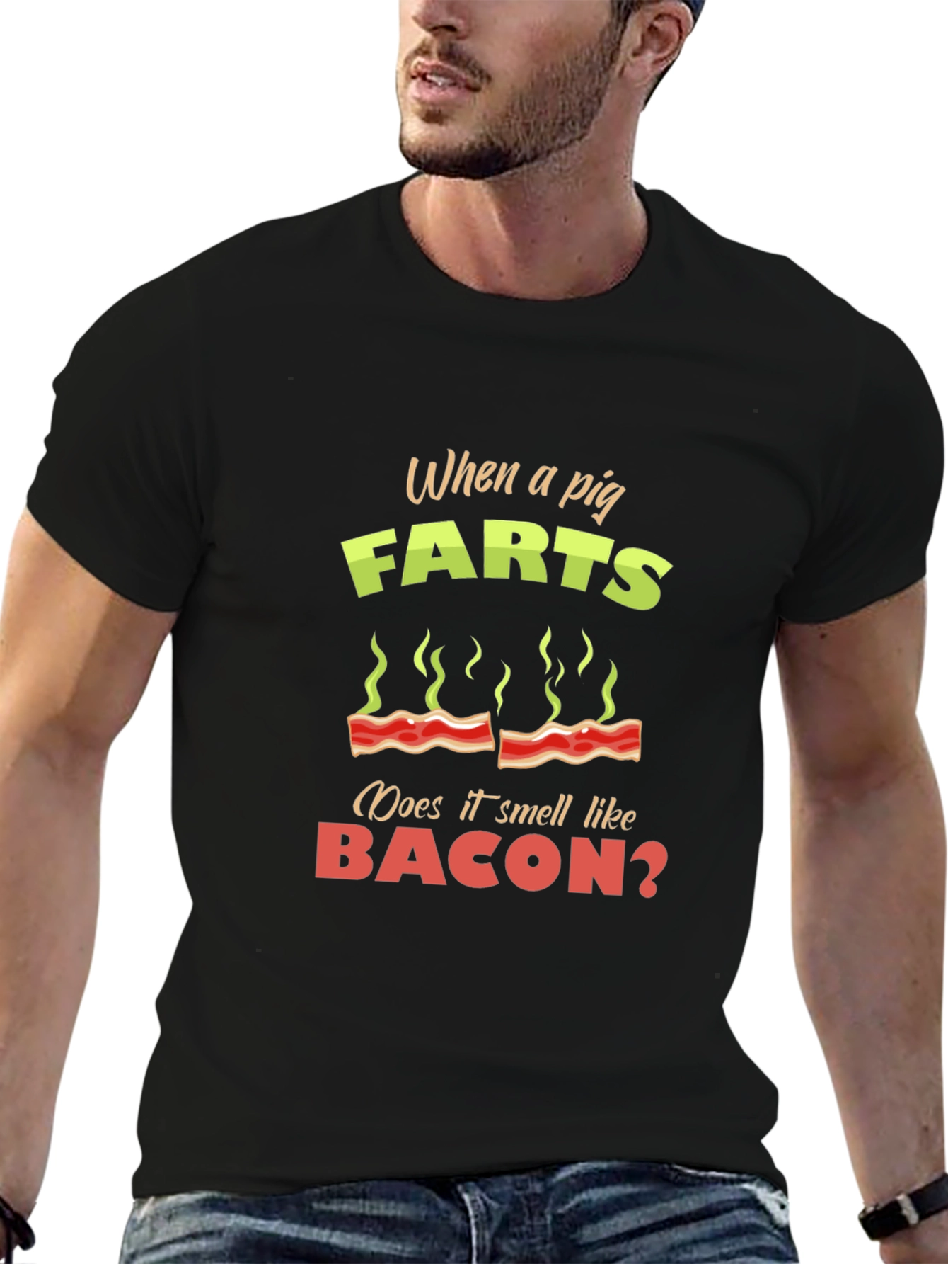 Pig Farts Bacon Funny Novelty T-Shirt