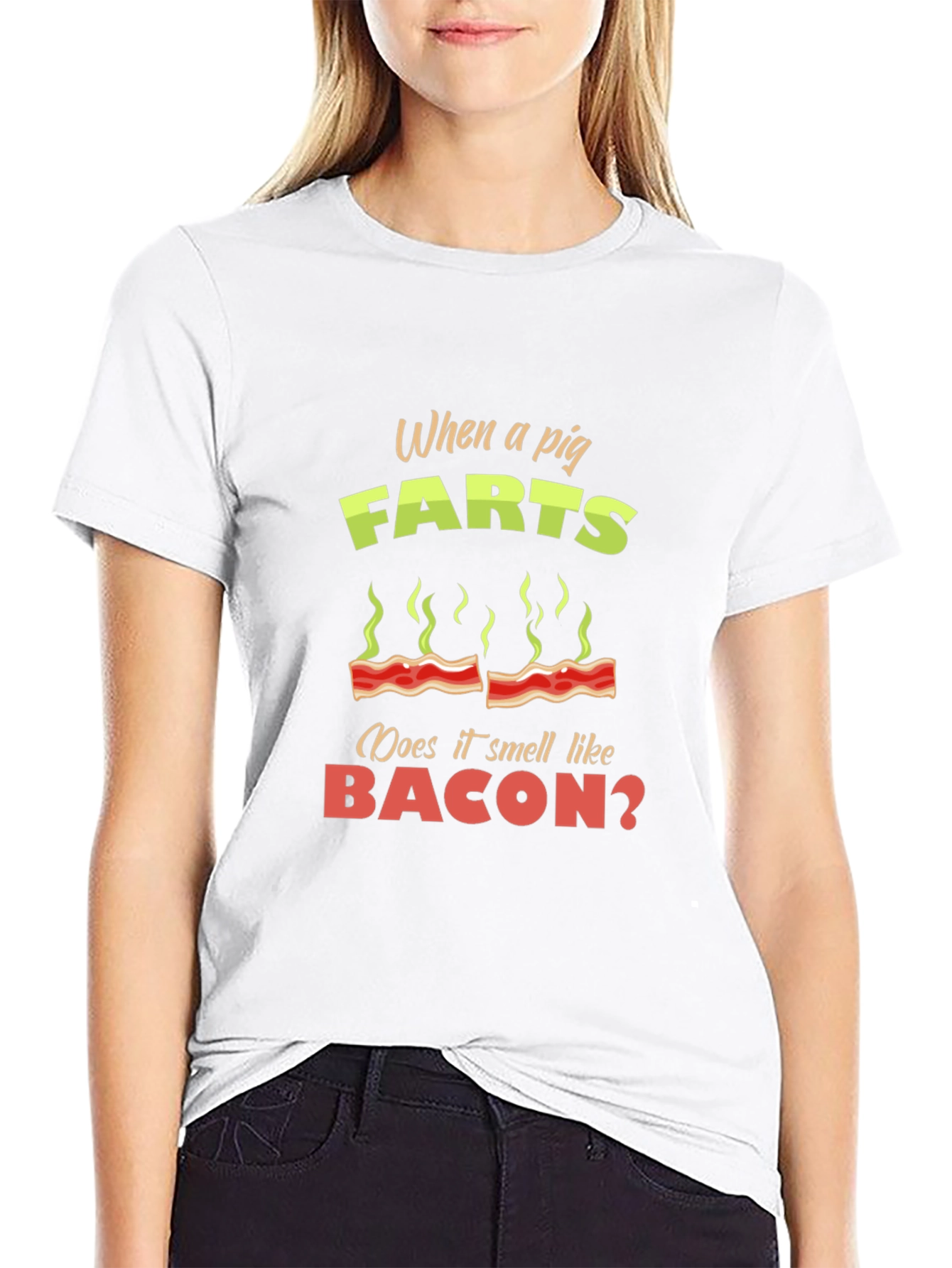 Pig Farts Bacon Funny Novelty T-Shirt