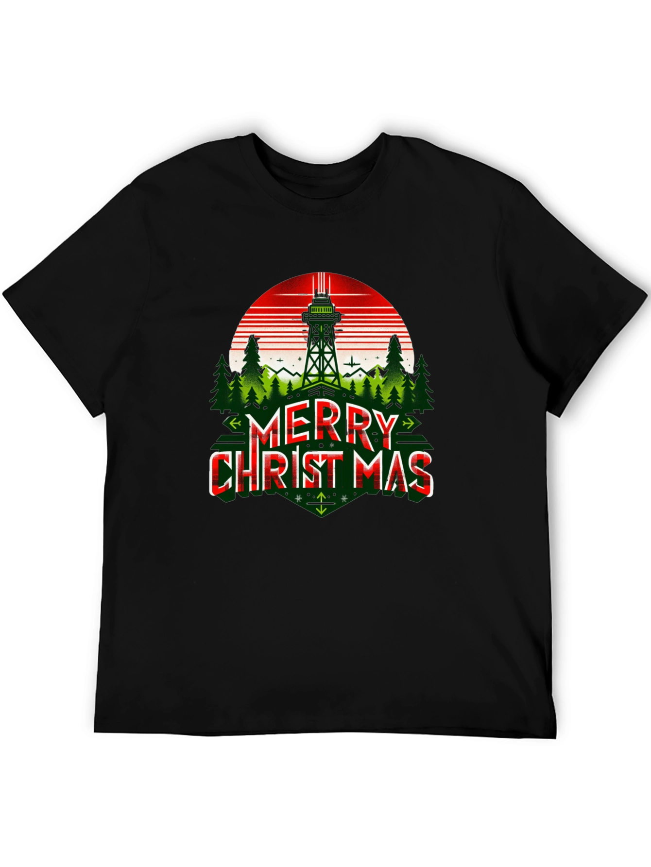 Merry Christmas T-Shirt with Space Needle Design