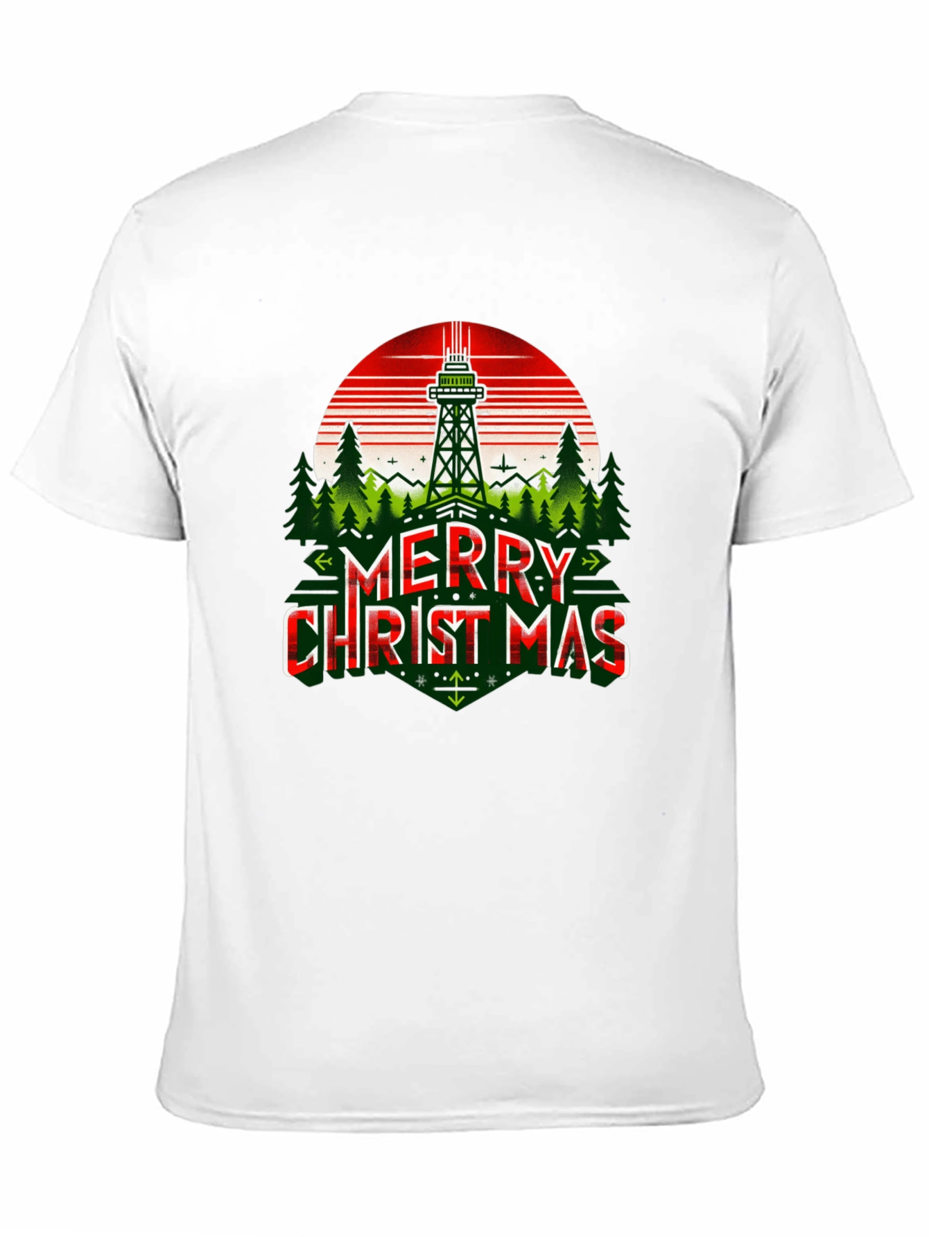 Merry Christmas T-Shirt with Space Needle Design