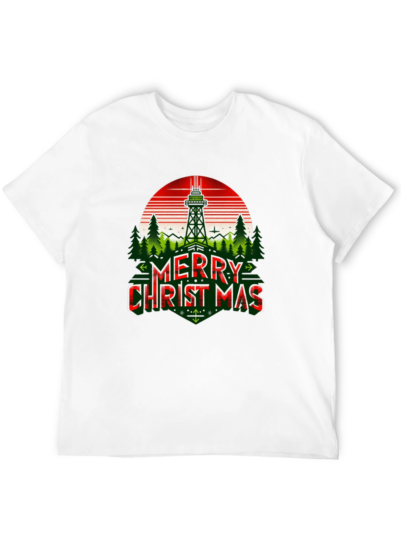 Merry Christmas T-Shirt with Space Needle Design