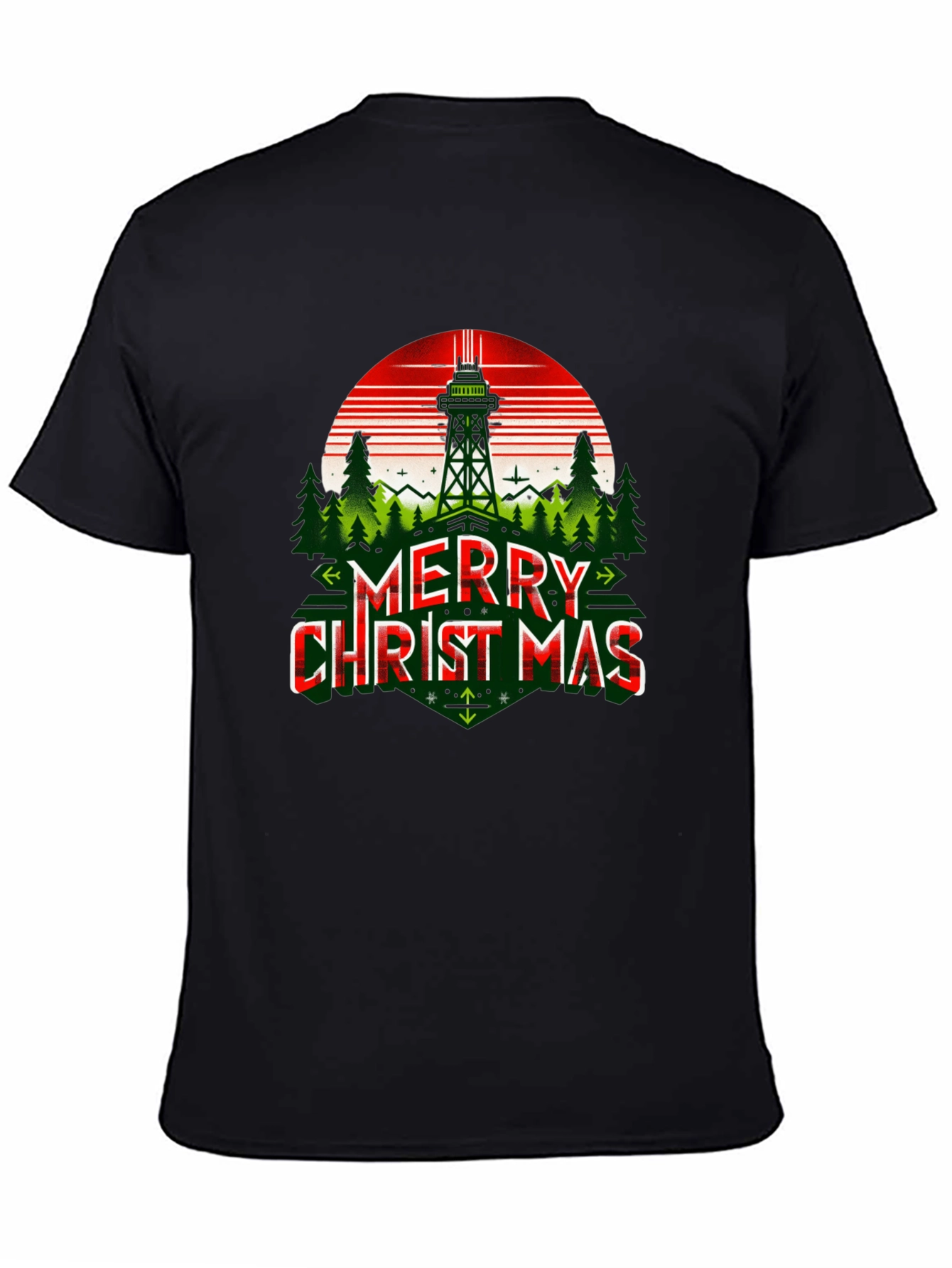 Merry Christmas T-Shirt with Space Needle Design