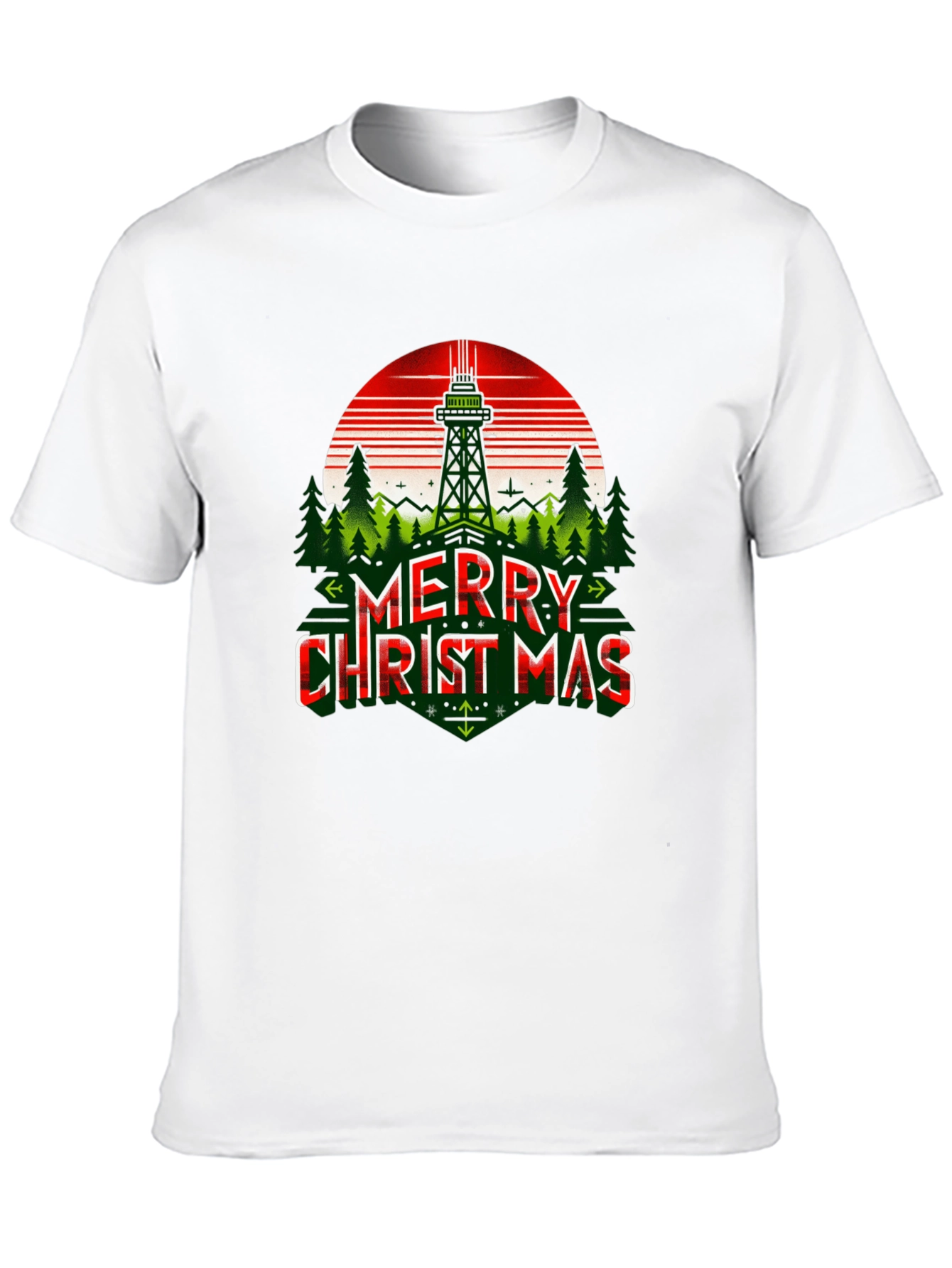 Merry Christmas T-Shirt with Space Needle Design