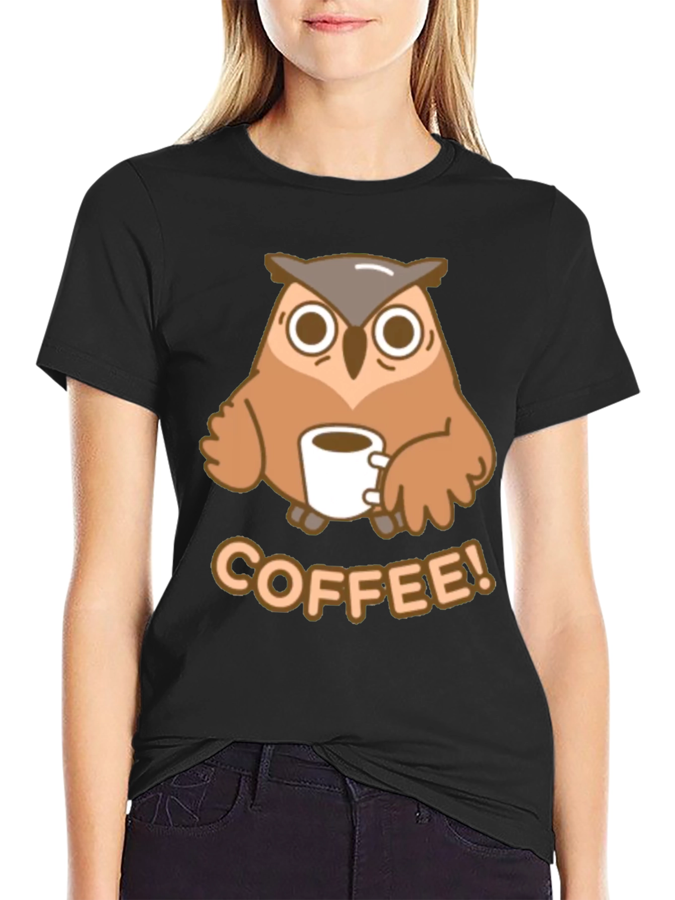 Owl Coffee Lover Tee - Cute Cartoon Design