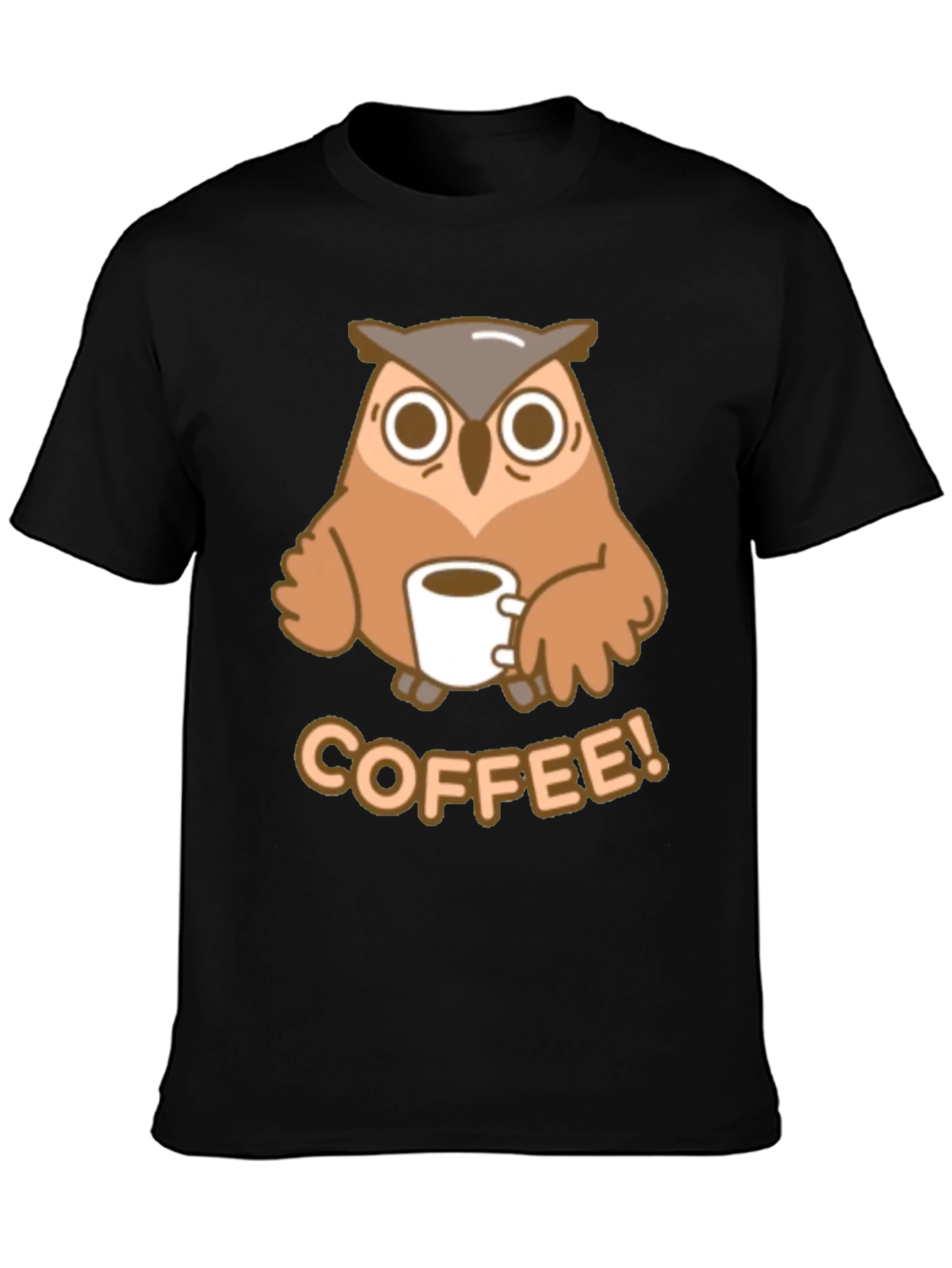 Owl Coffee Lover Tee - Cute Cartoon Design