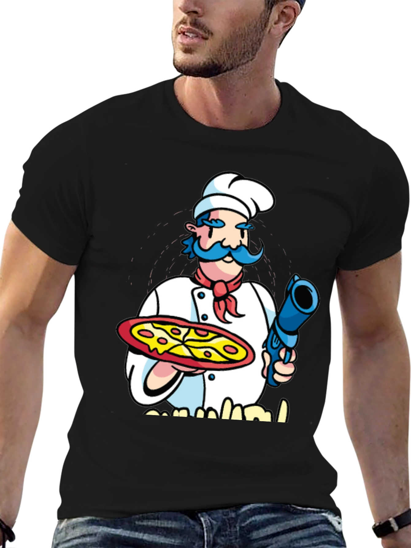 Chef Pizza Gun Graphic T-Shirt