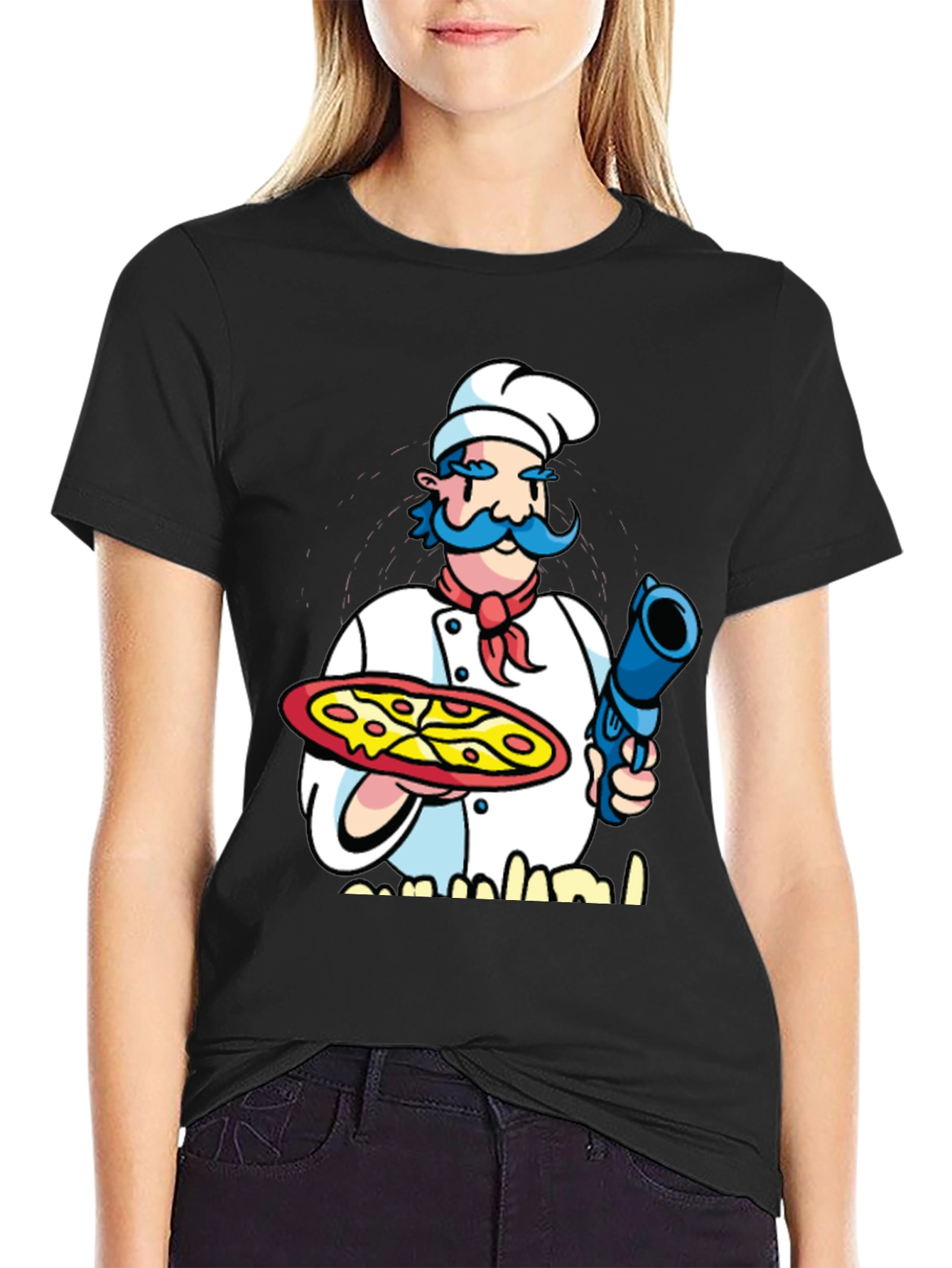 Chef Pizza Gun Graphic T-Shirt