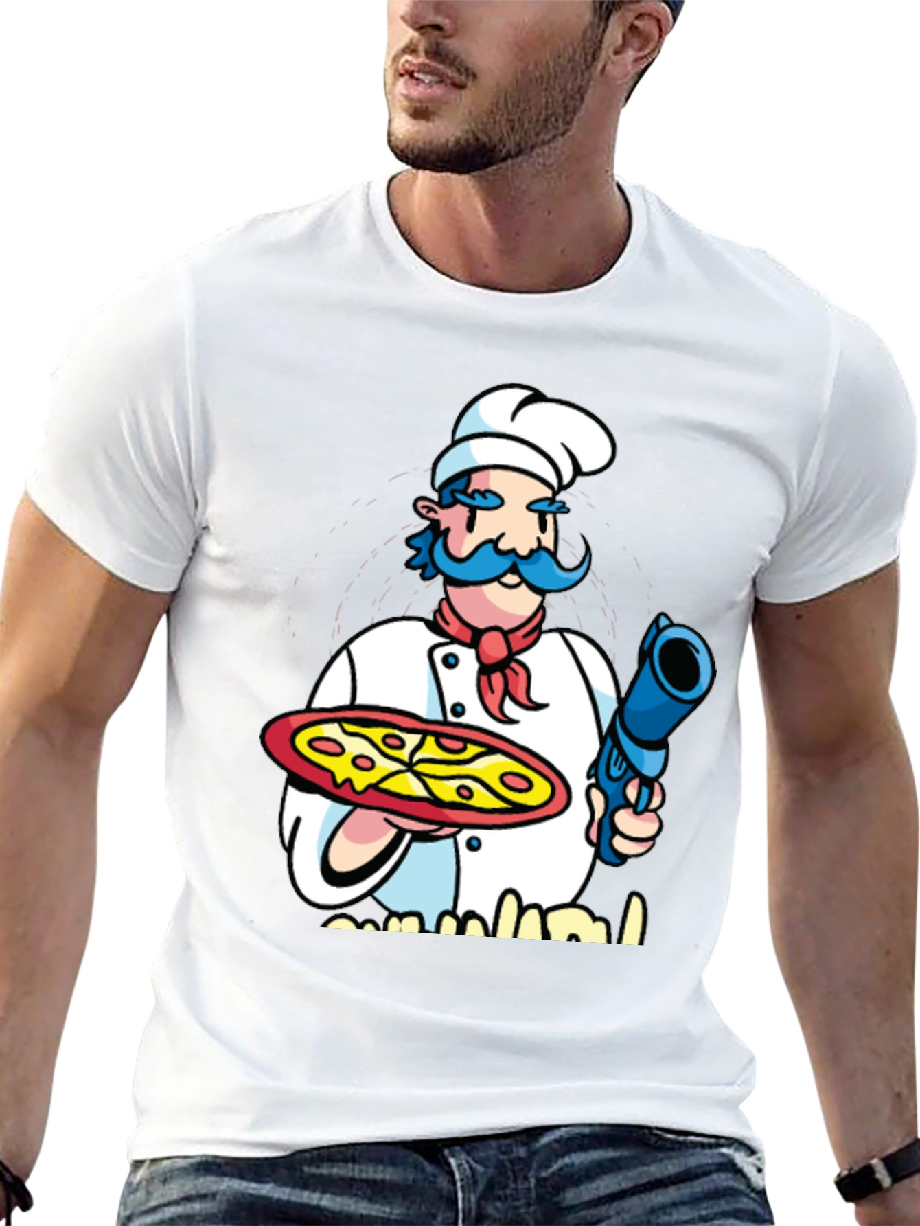Chef Pizza Gun Graphic T-Shirt