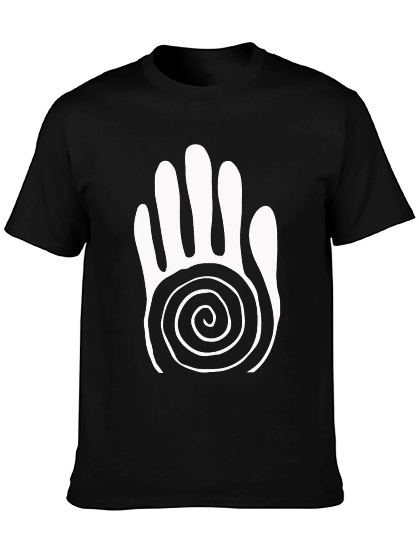 Spiral Hand Graphic Tee - Black Cotton Comfort