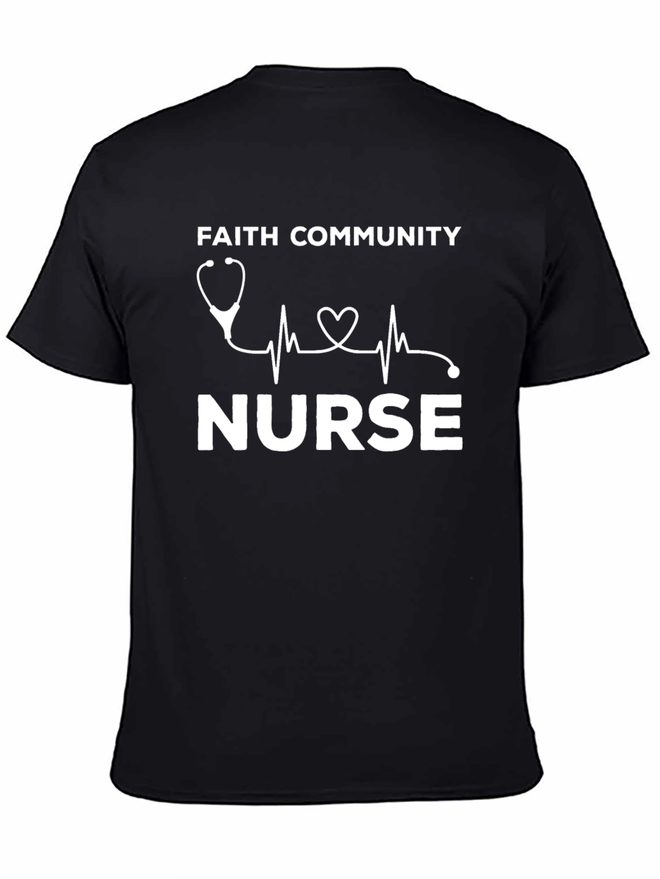 Faith Community Nurse T-Shirt - Heartbeat Stethoscope