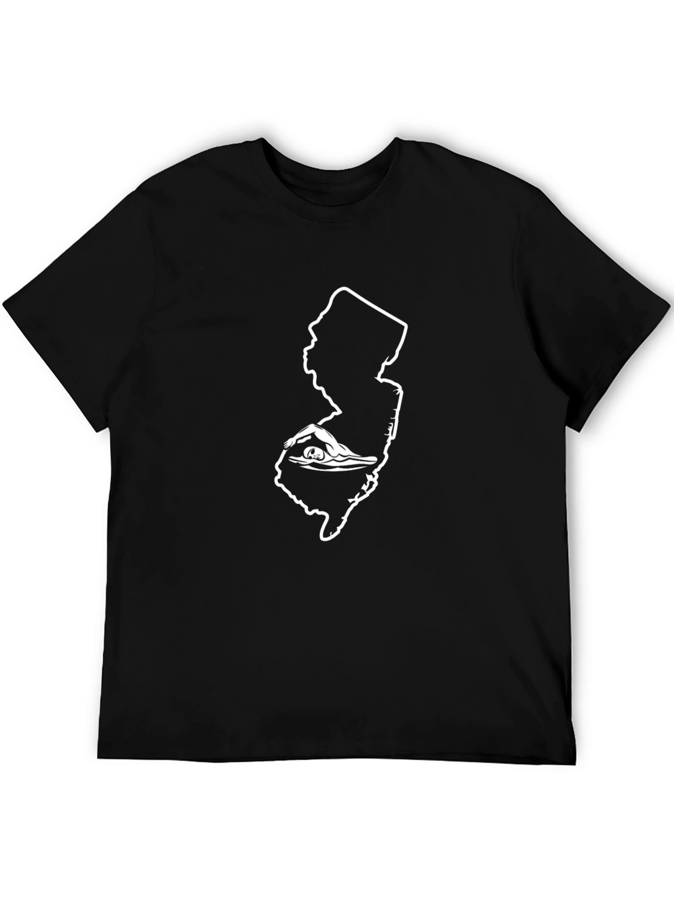 New Jersey Swimmer Silhouette Black T-Shirt