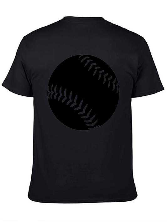 Baseball Graphic Tee - Black Cotton Blend T-Shirt