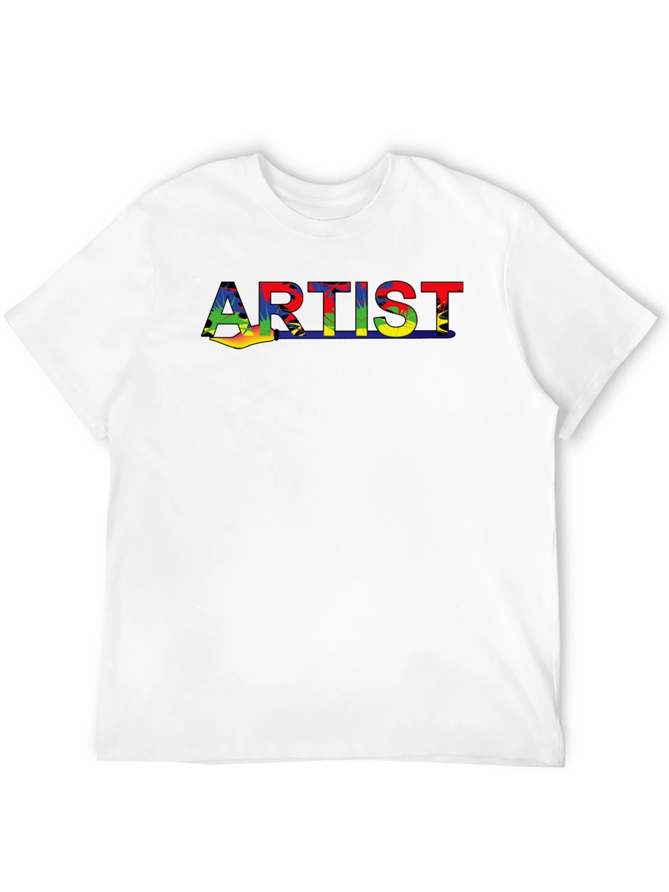Artist Rainbow Design Black Cotton T-Shirt