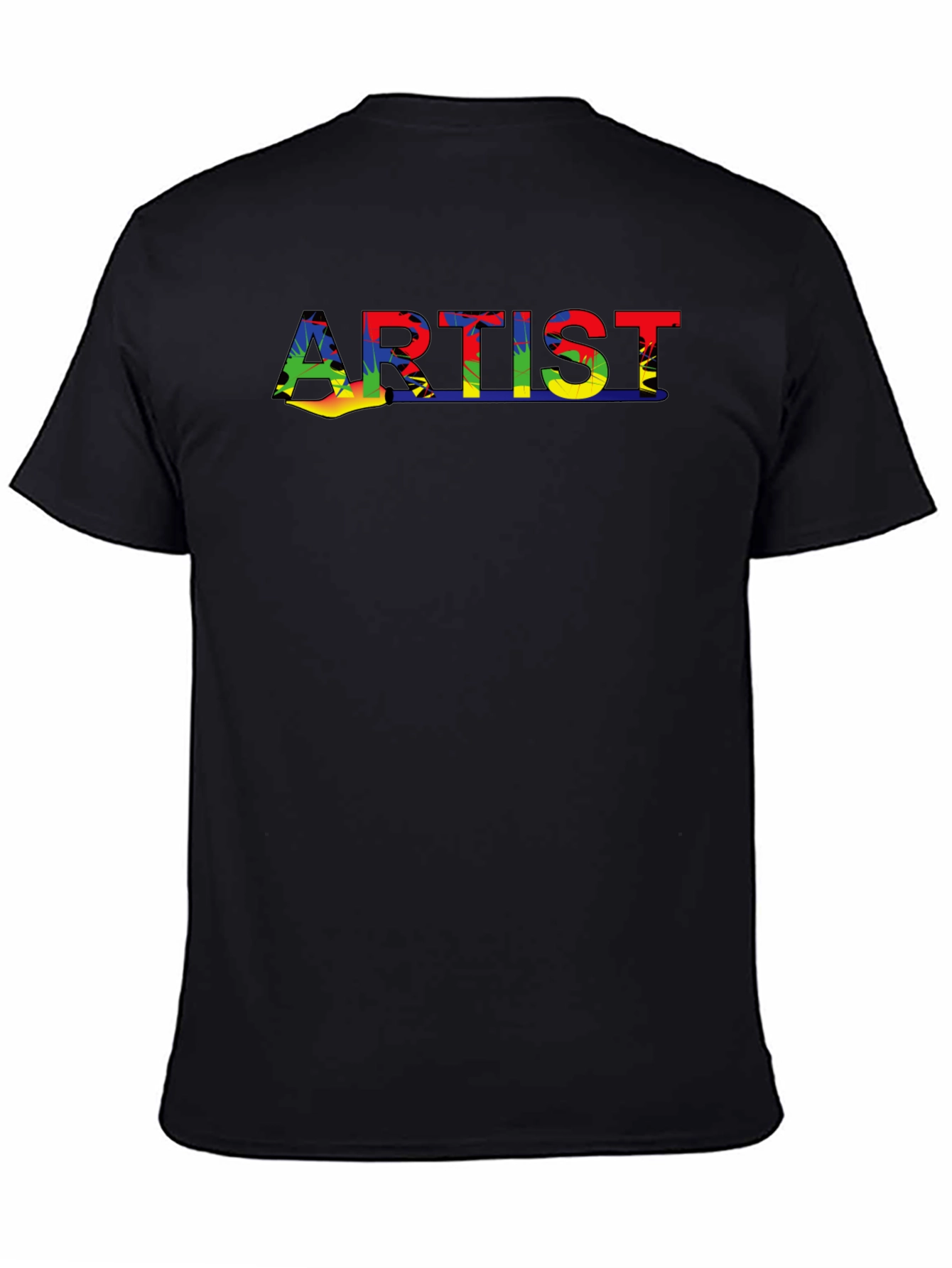 Artist Rainbow Design Black Cotton T-Shirt