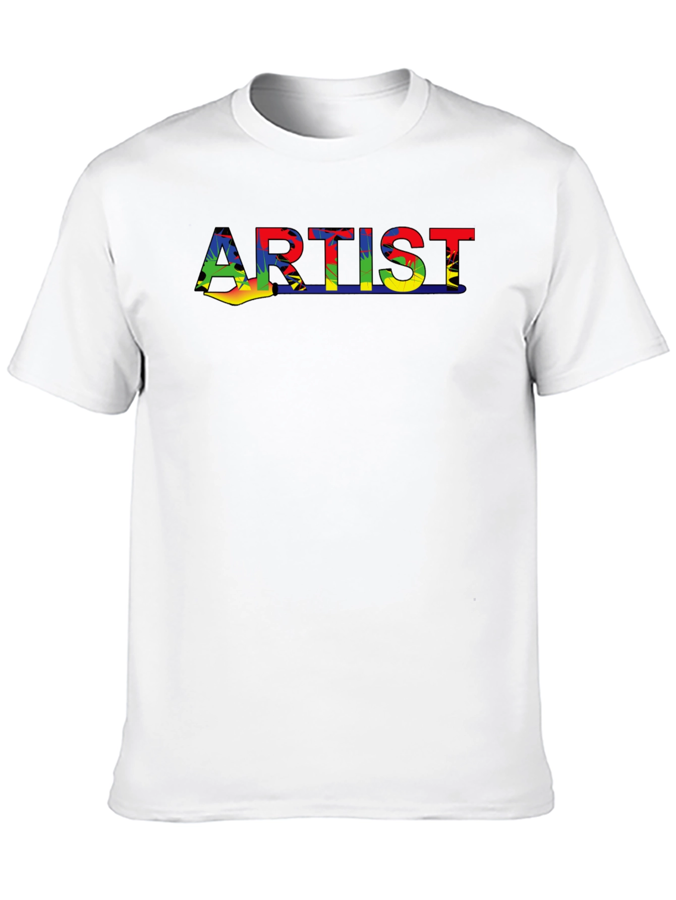 Artist Rainbow Design Black Cotton T-Shirt