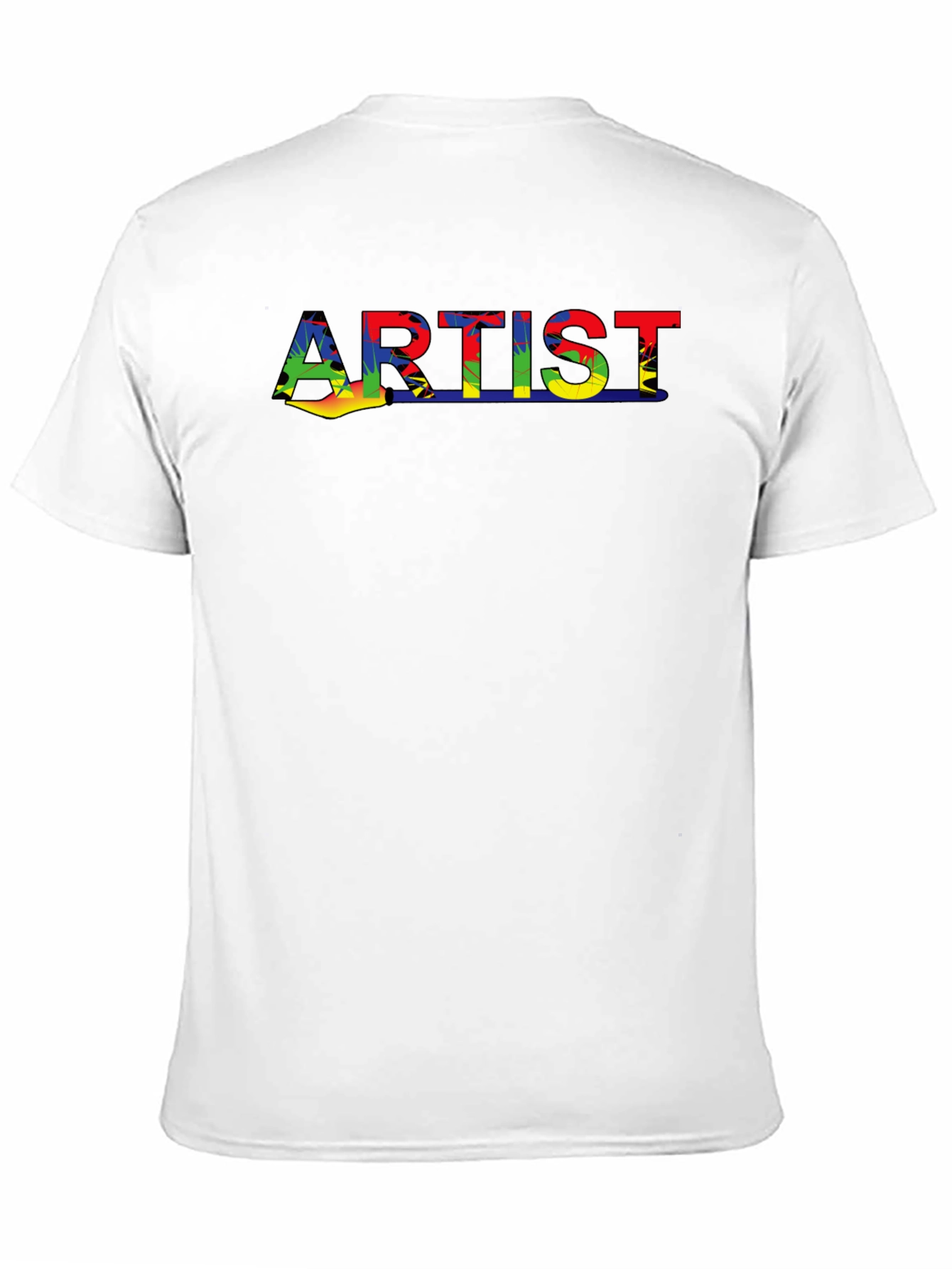 Artist Rainbow Design Black Cotton T-Shirt