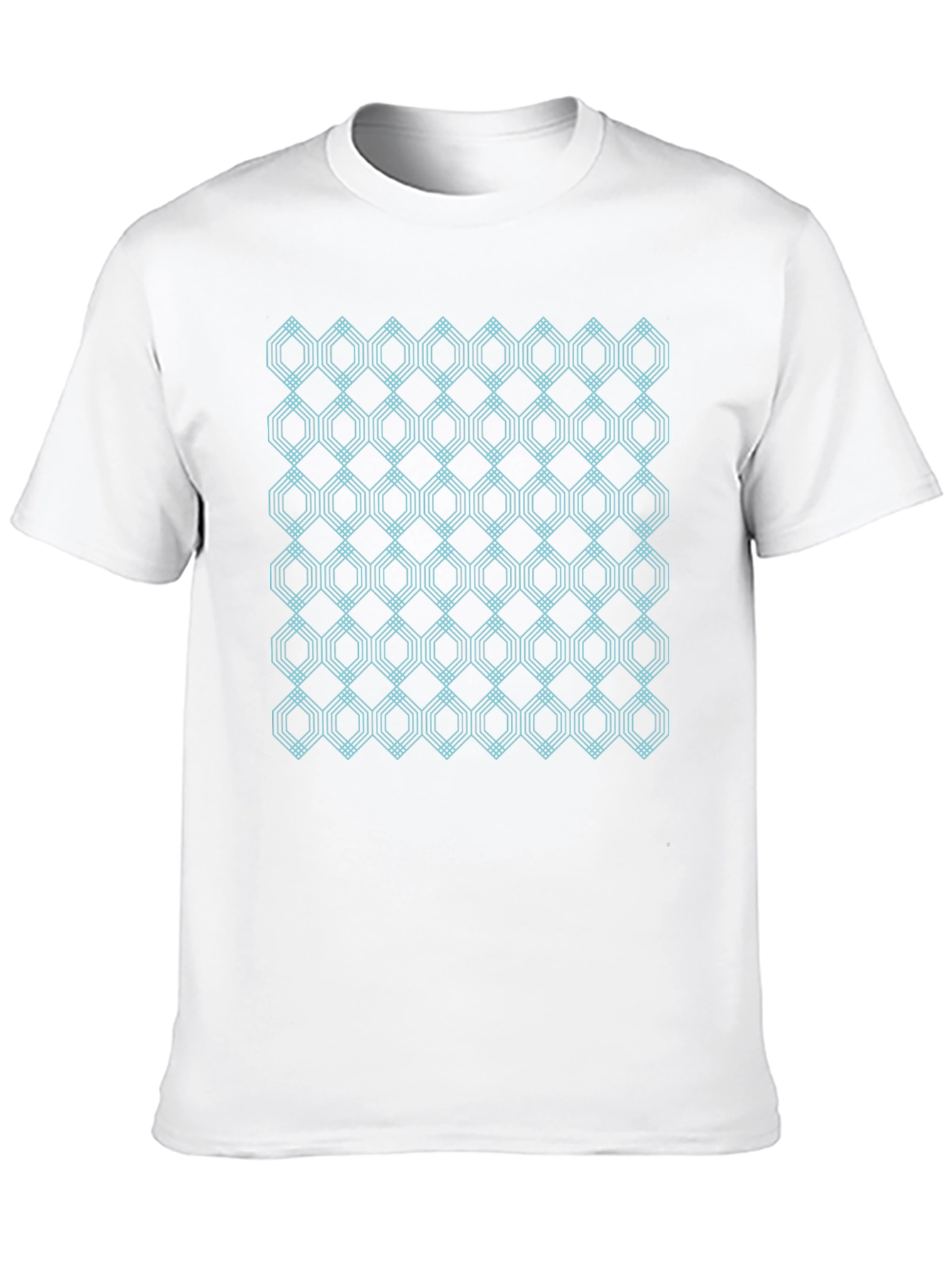 Geometric Hexagon Pattern Black T-Shirt