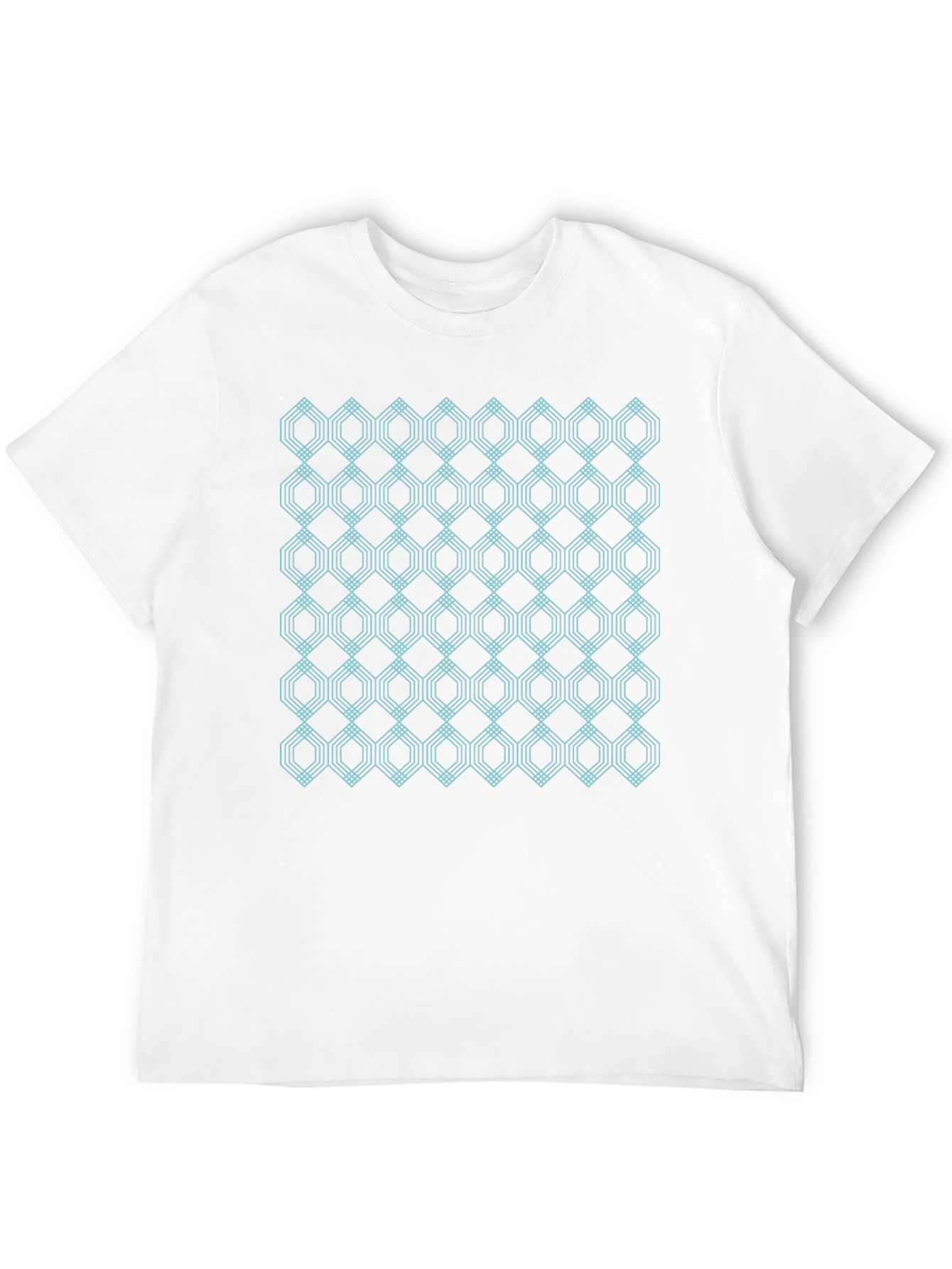 Geometric Hexagon Pattern Black T-Shirt