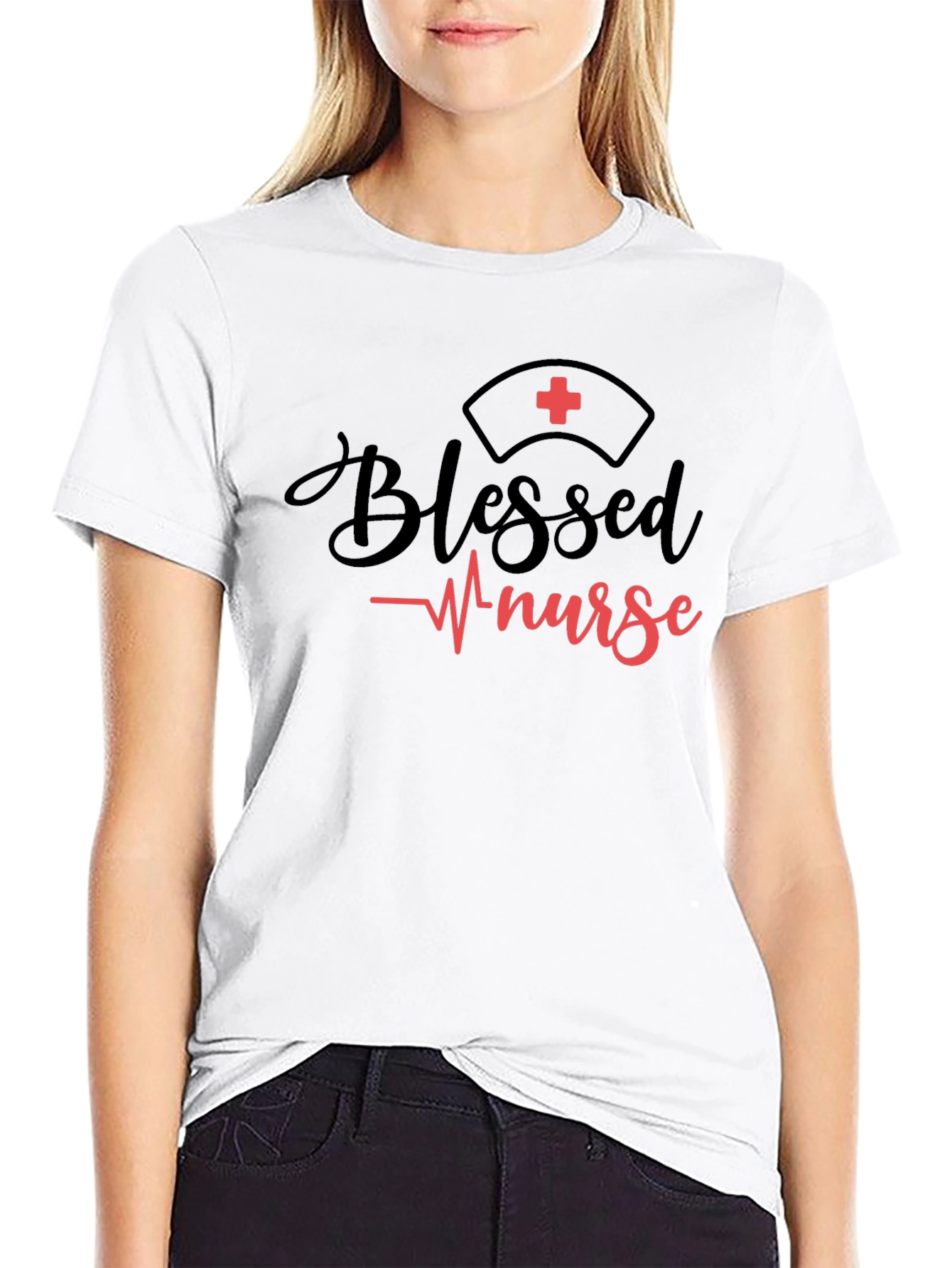 Blessed Nurse Graphic Tee - Black