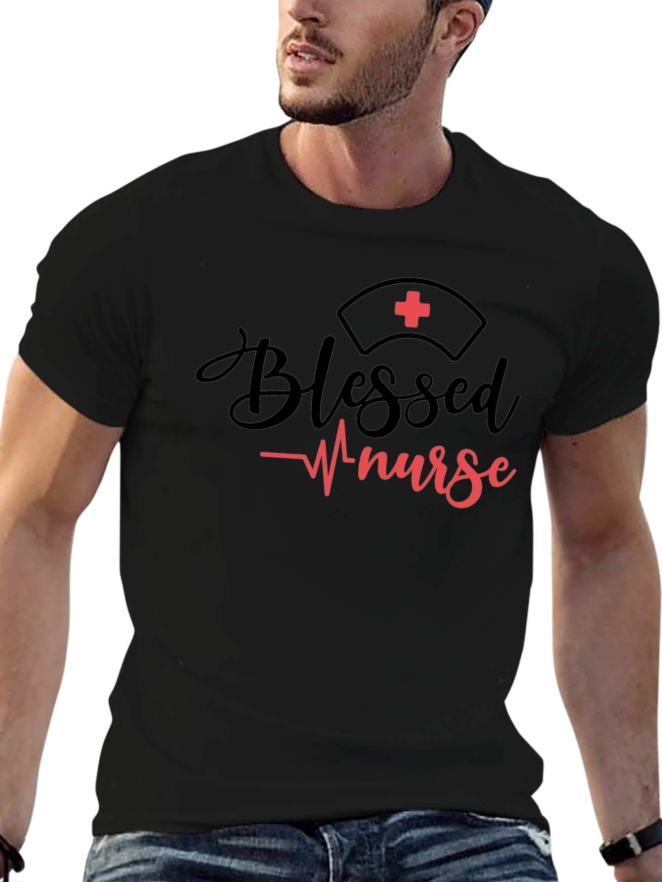 Blessed Nurse Graphic Tee - Black