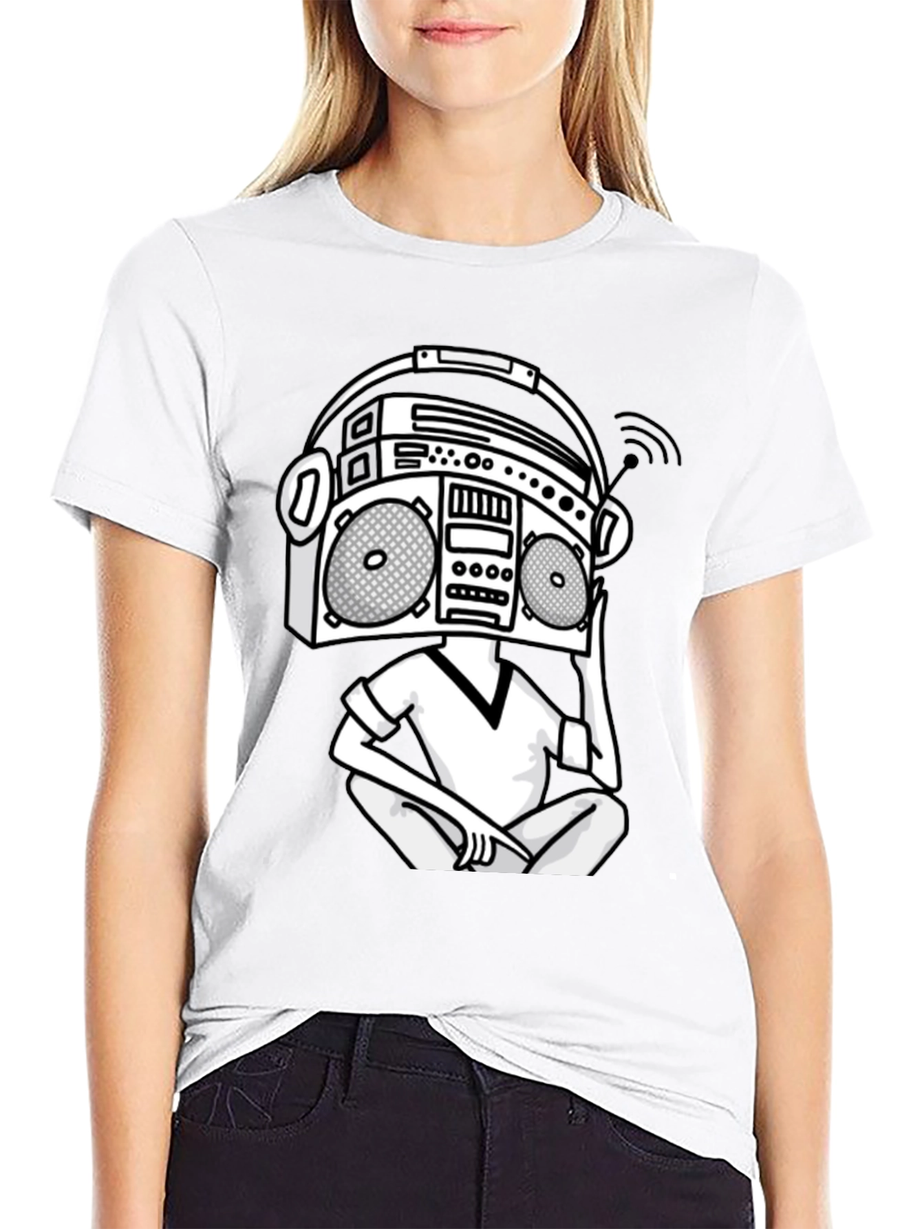 Retro Boombox Head T-Shirt - Classic Hip Hop Style