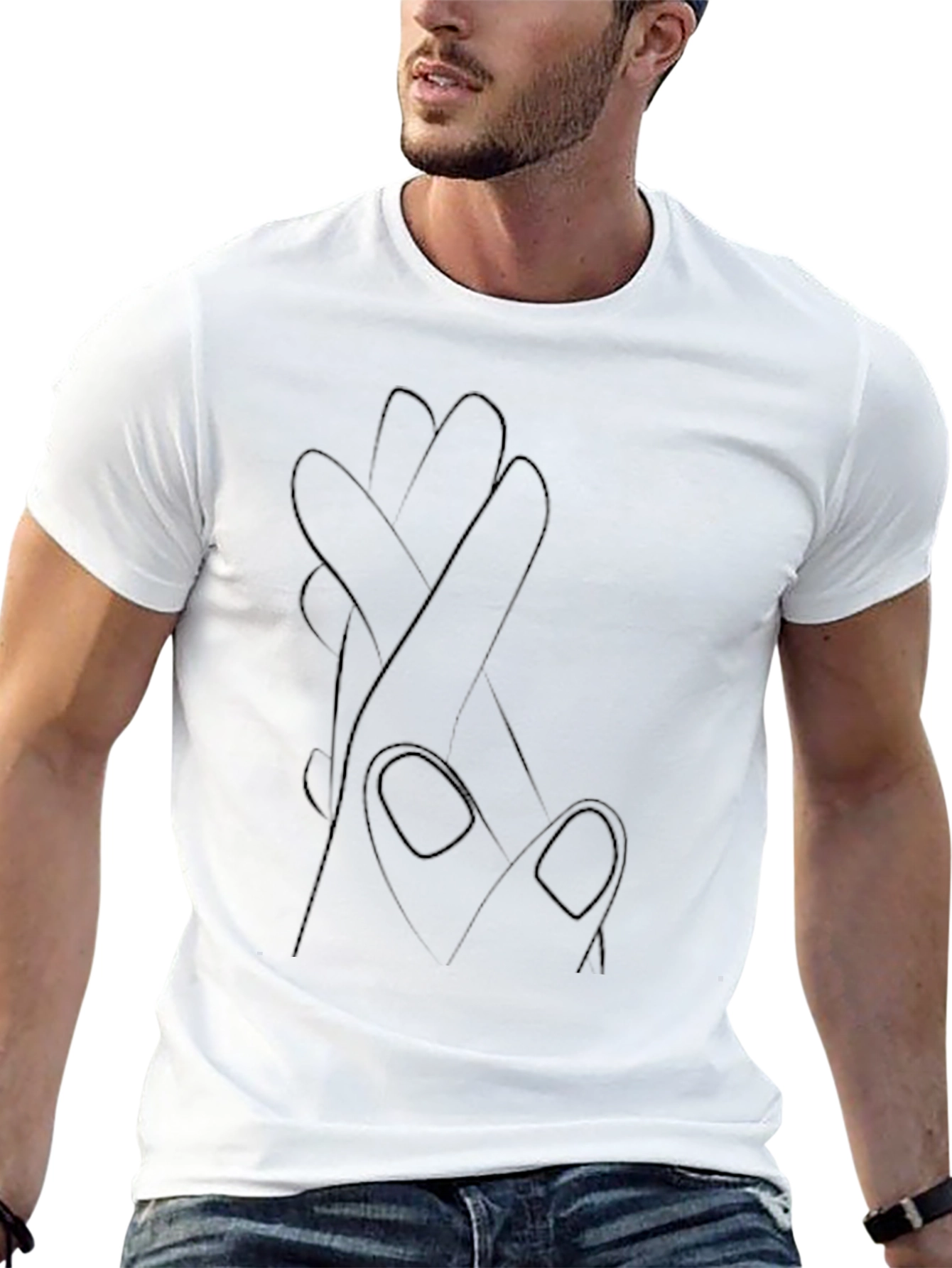 Abstract Hand Gesture Graphic Tee - Modern Art Shirt