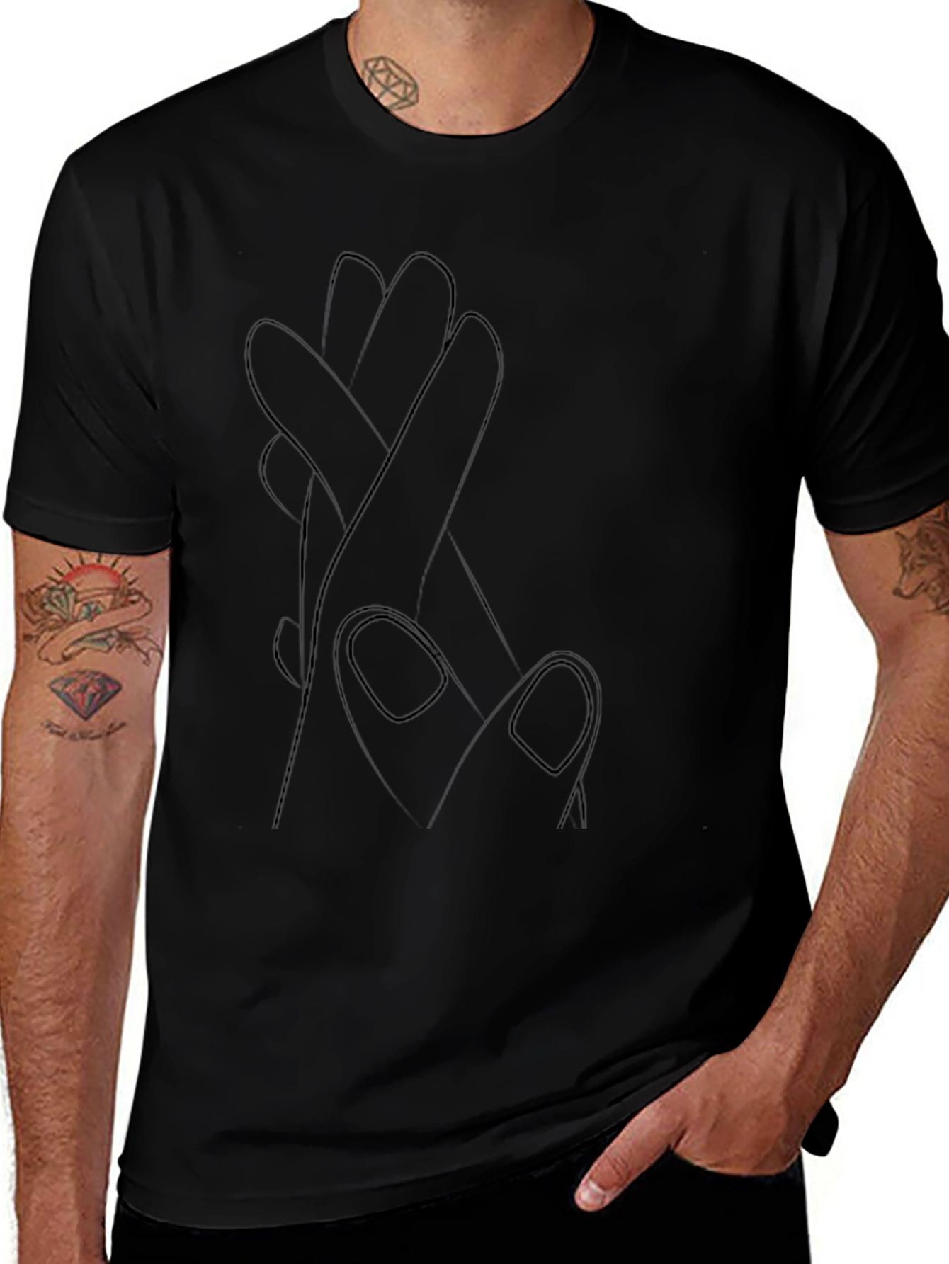 Abstract Hand Gesture Graphic Tee - Modern Art Shirt