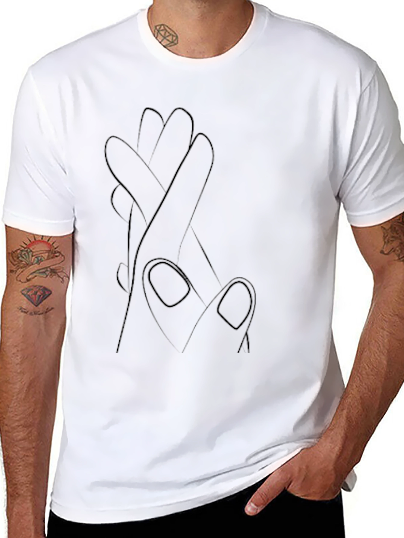 Abstract Hand Gesture Graphic Tee - Modern Art Shirt