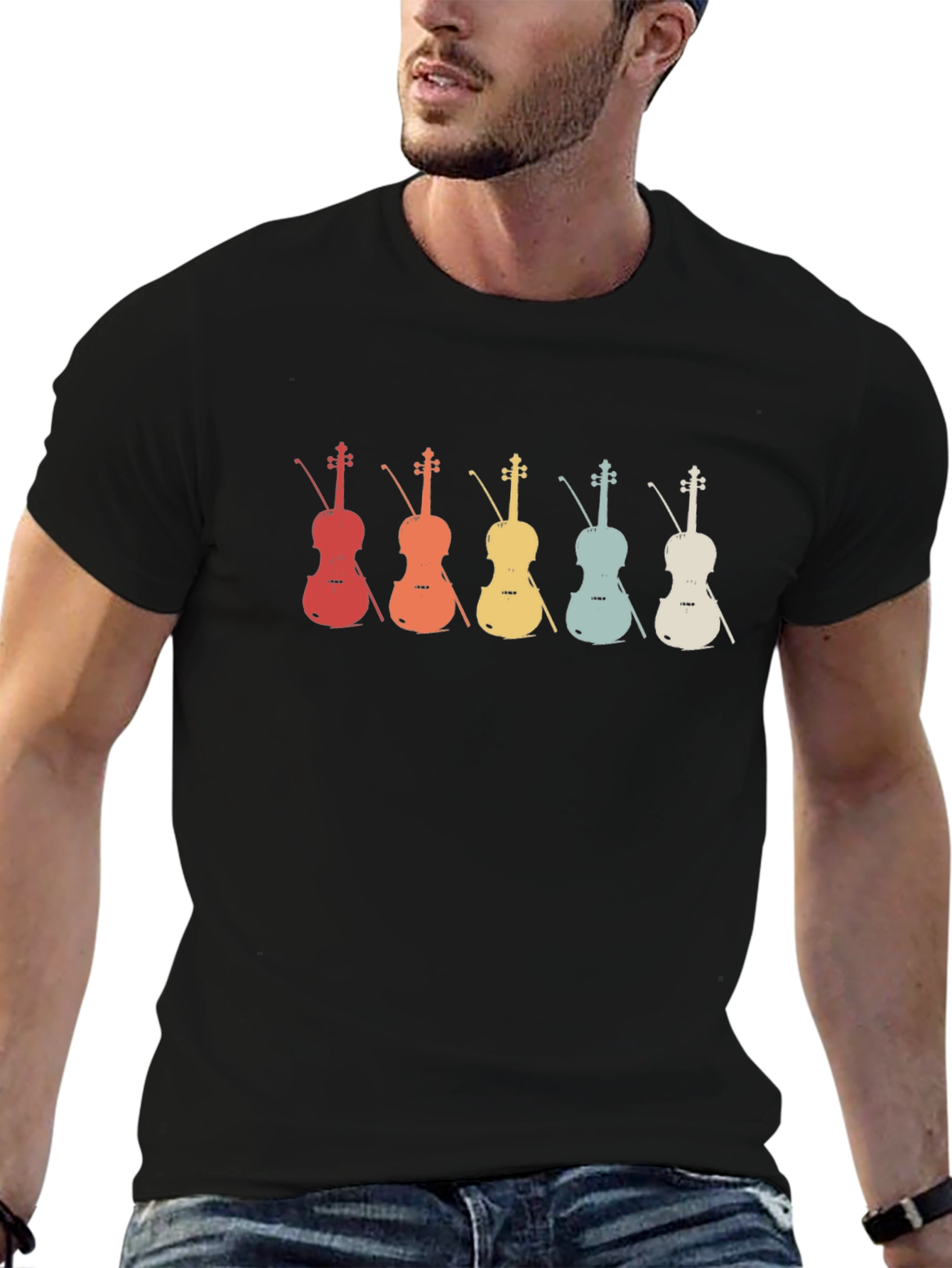 Retro Violin Graphic T-Shirt - Music Lover Tee