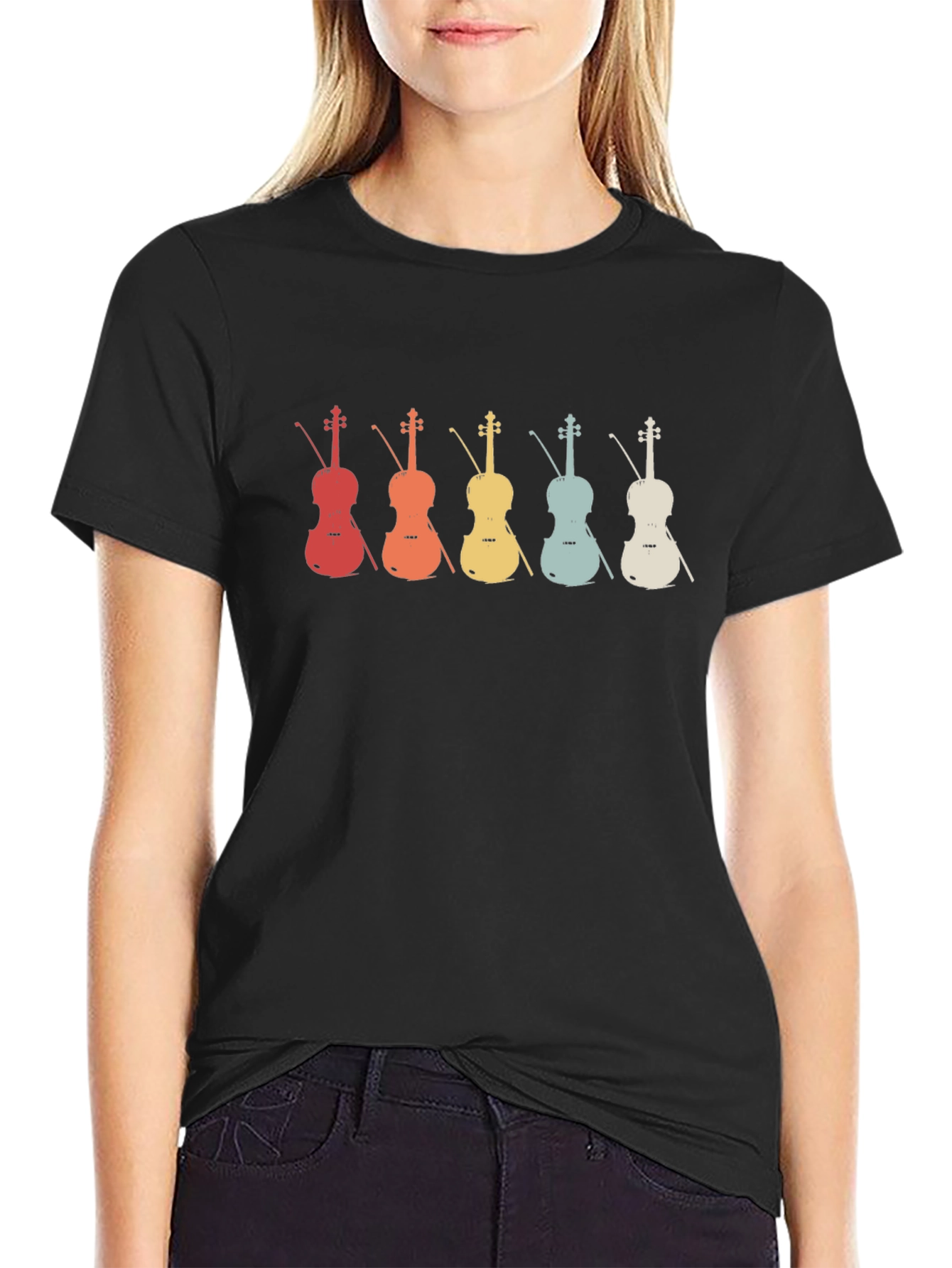 Retro Violin Graphic T-Shirt - Music Lover Tee
