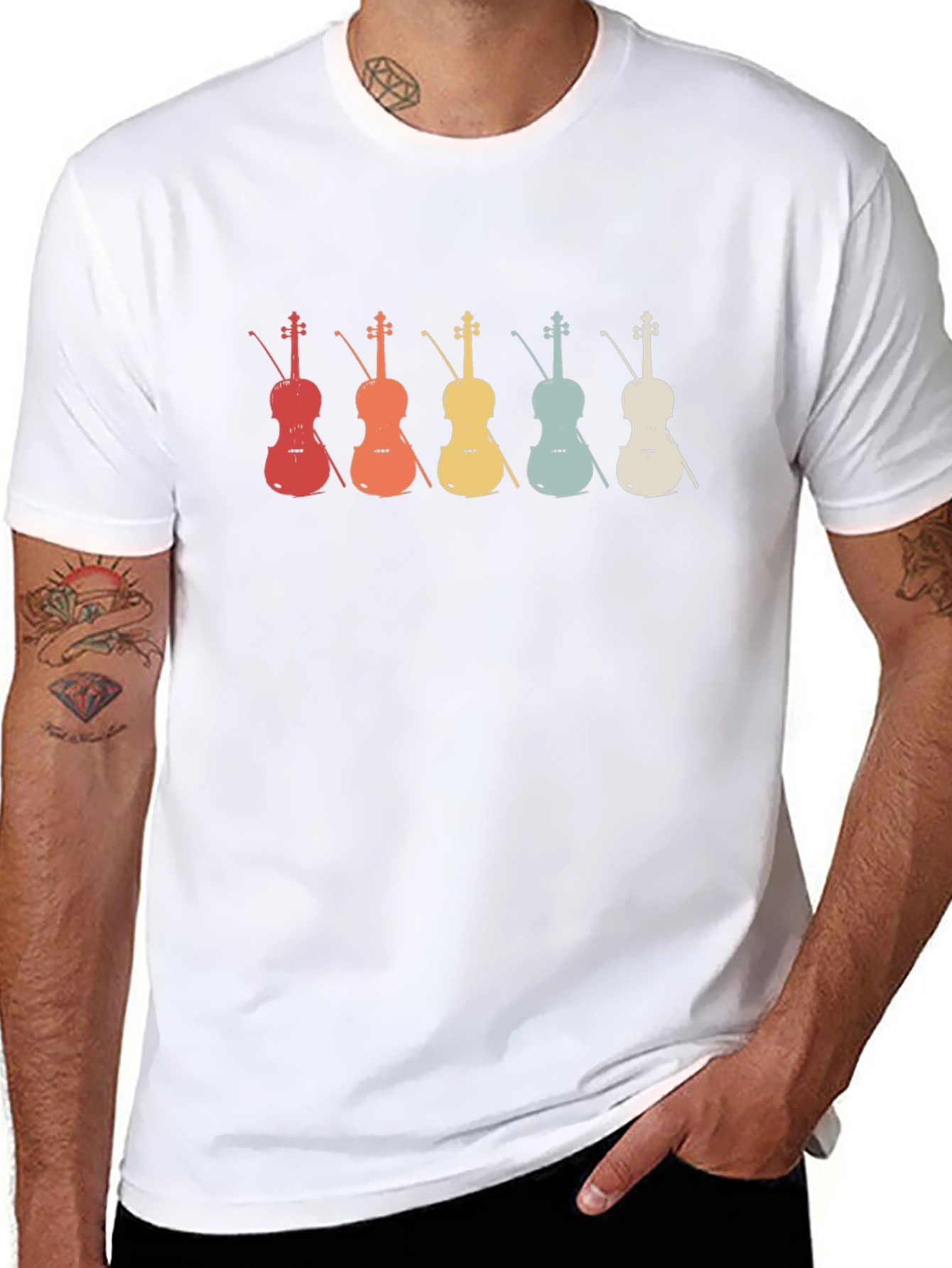 Retro Violin Graphic T-Shirt - Music Lover Tee