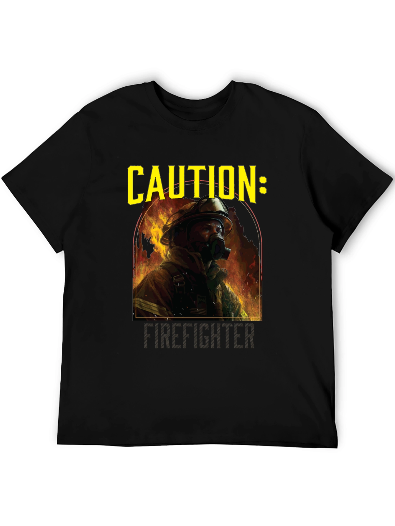 Caution Firefighter Graphic Tee - Black