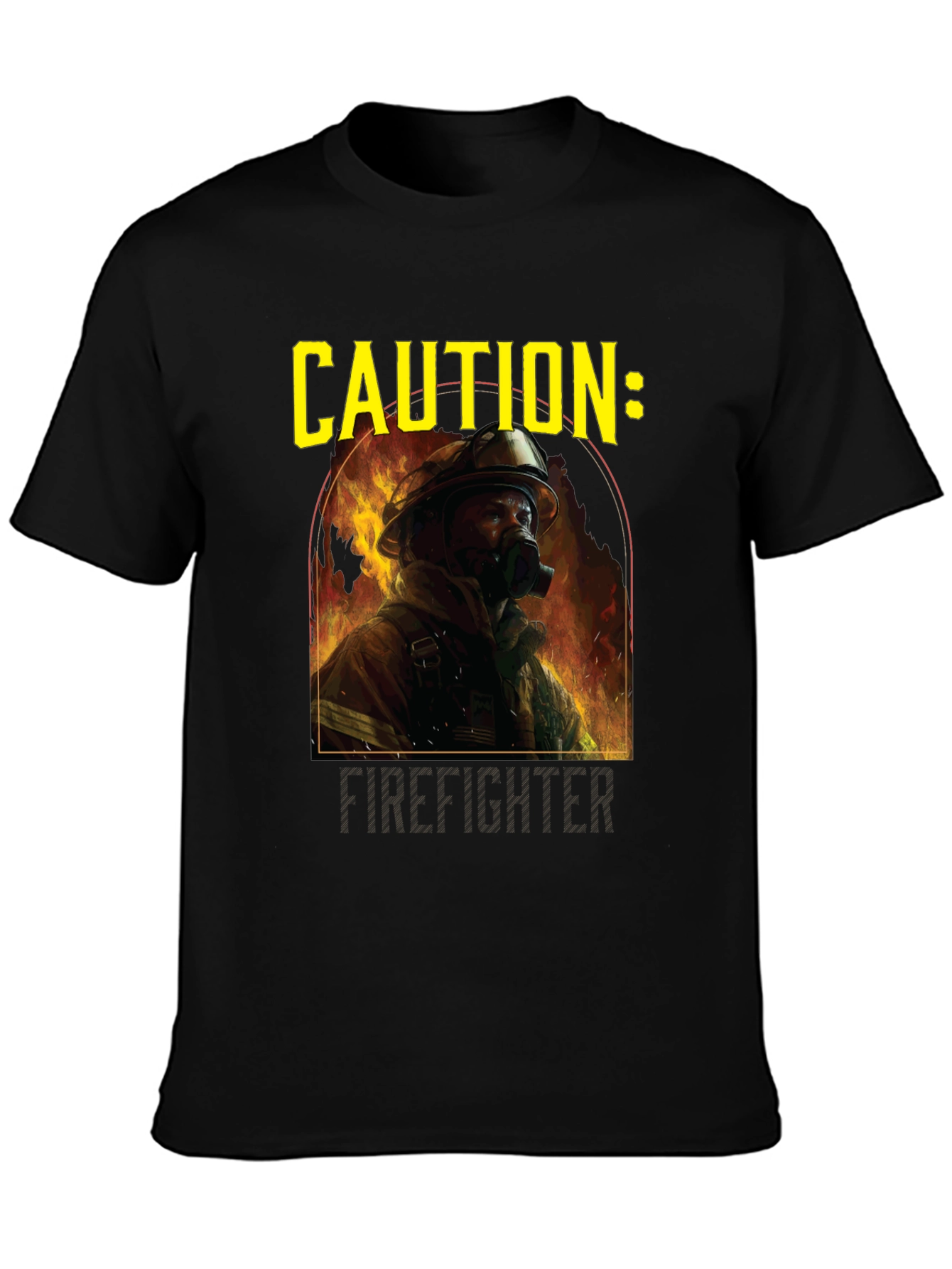 Caution Firefighter Graphic Tee - Black