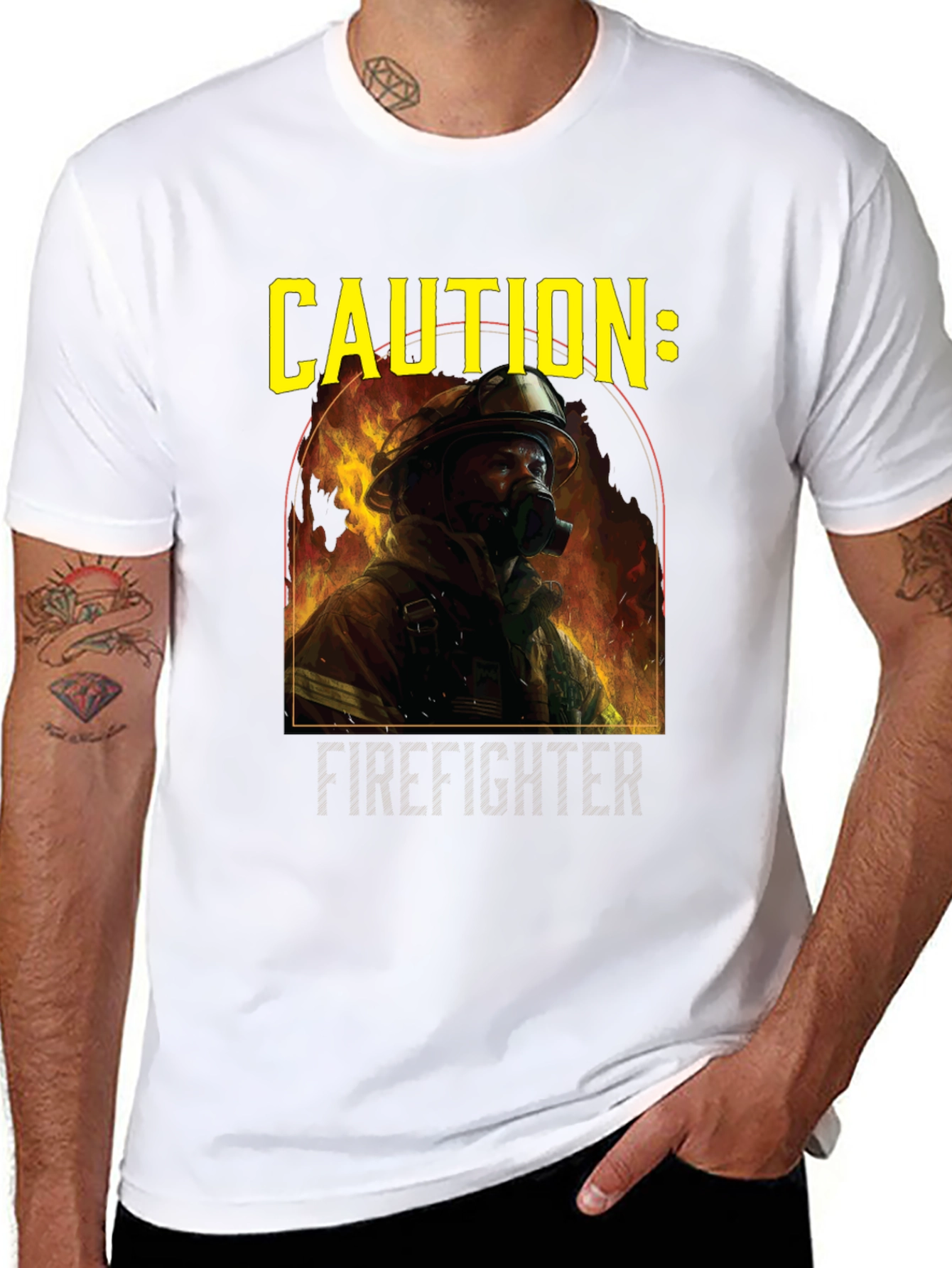 Caution Firefighter Graphic Tee - Black