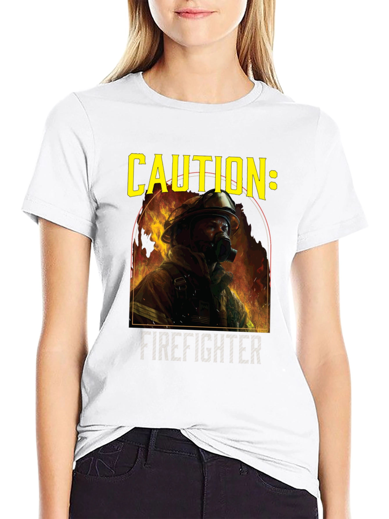 Caution Firefighter Graphic Tee - Black