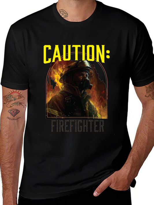 Caution Firefighter Graphic Tee - Black