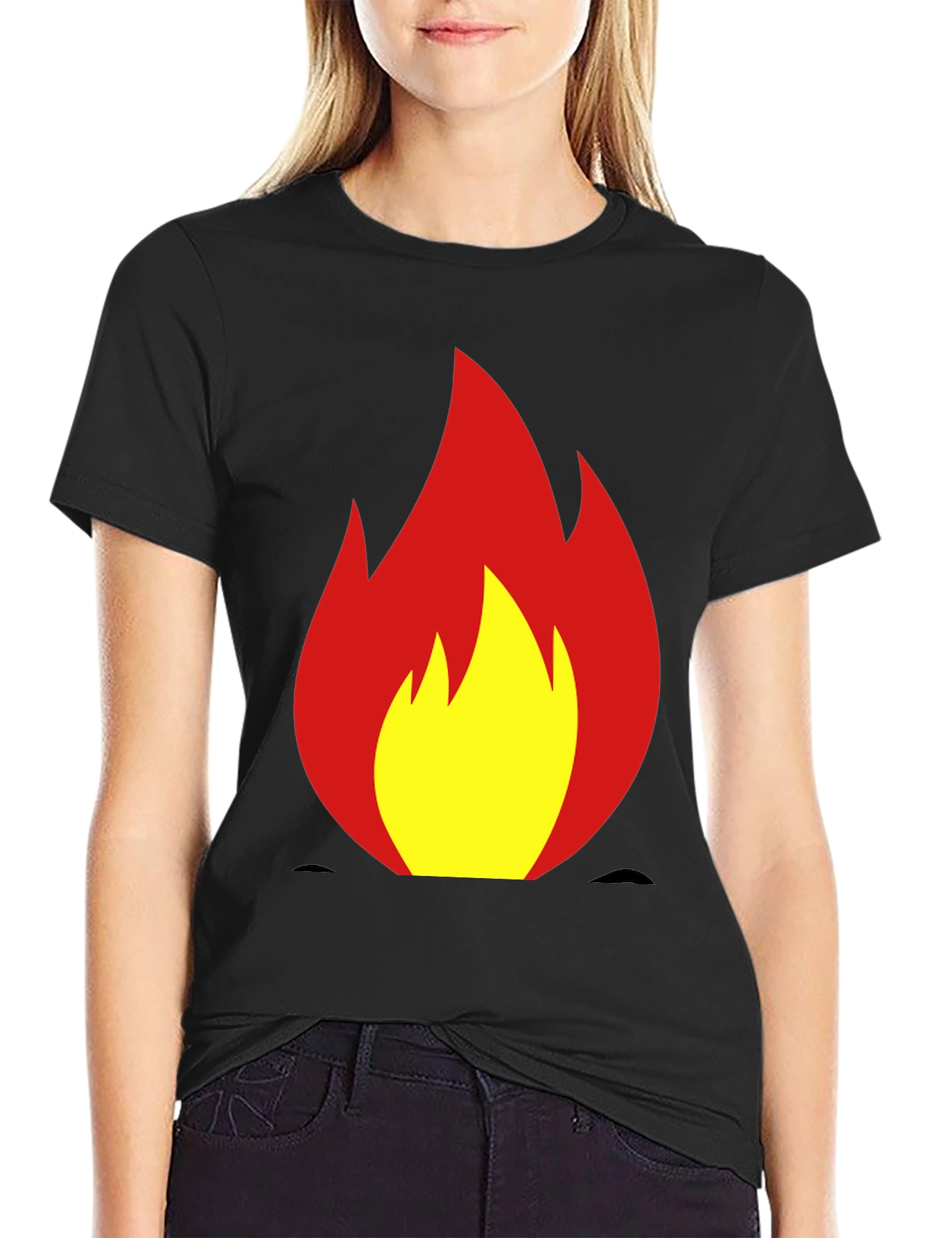 Fiery Flame Graphic Tee - Bold Black T-Shirt
