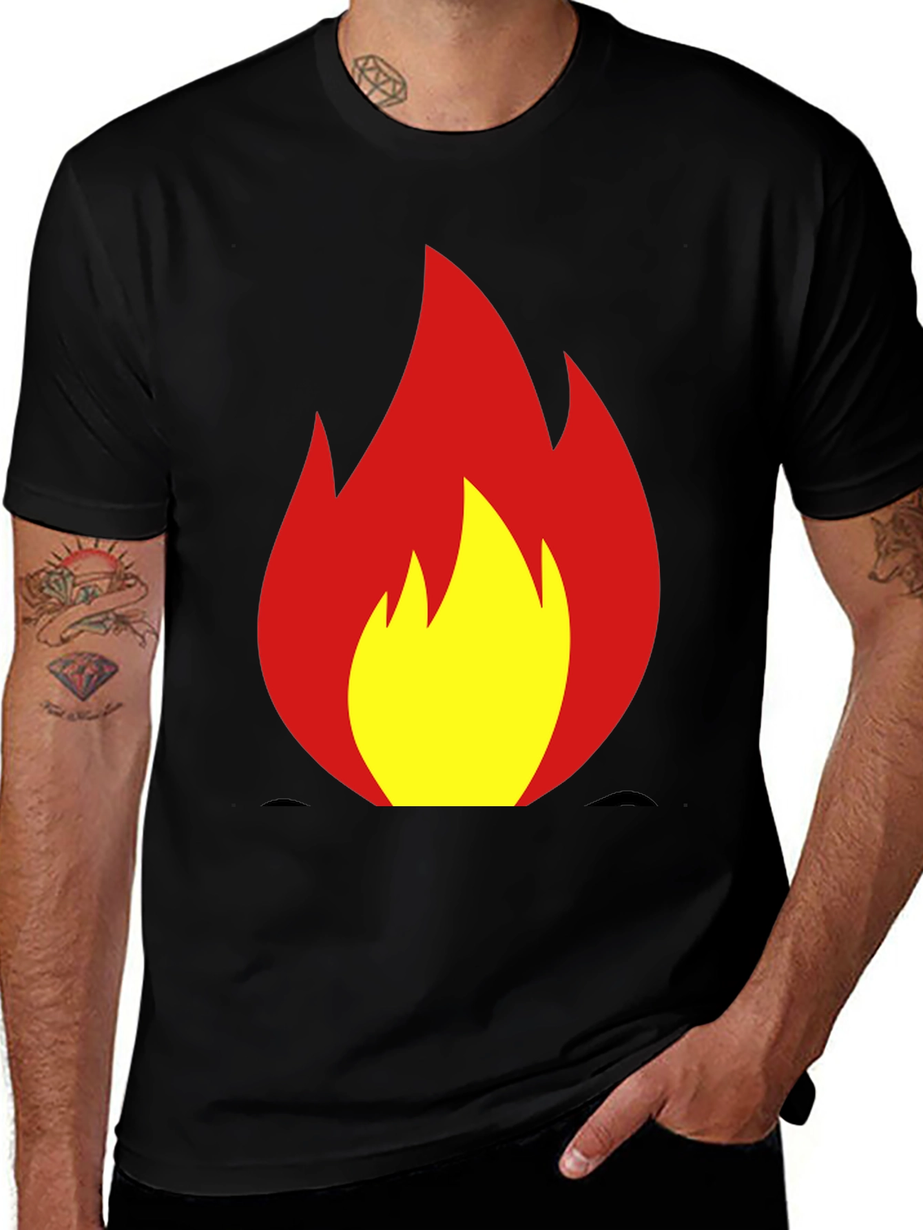 Fiery Flame Graphic Tee - Bold Black T-Shirt
