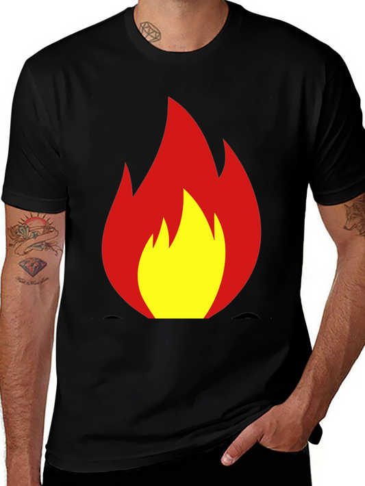 Fiery Flame Graphic Tee - Bold Black T-Shirt